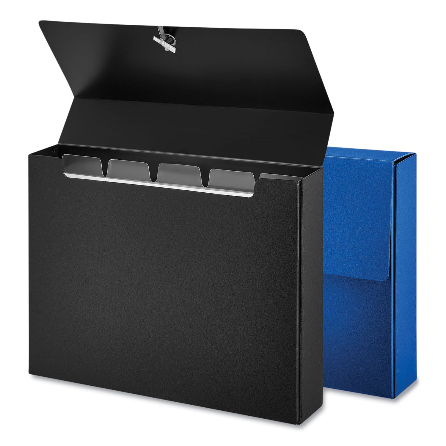 poly-index-card-box-holds-100-4-x-6-cards-4-x-133-x-6-plastic-black-blue-2-pack_unv47305 - 1