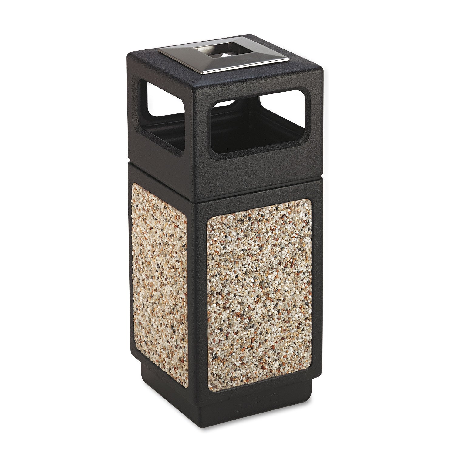 Canmeleon Aggregate Panel Receptacles, 15 gal, Polyethylene/Stainless Steel, Black -