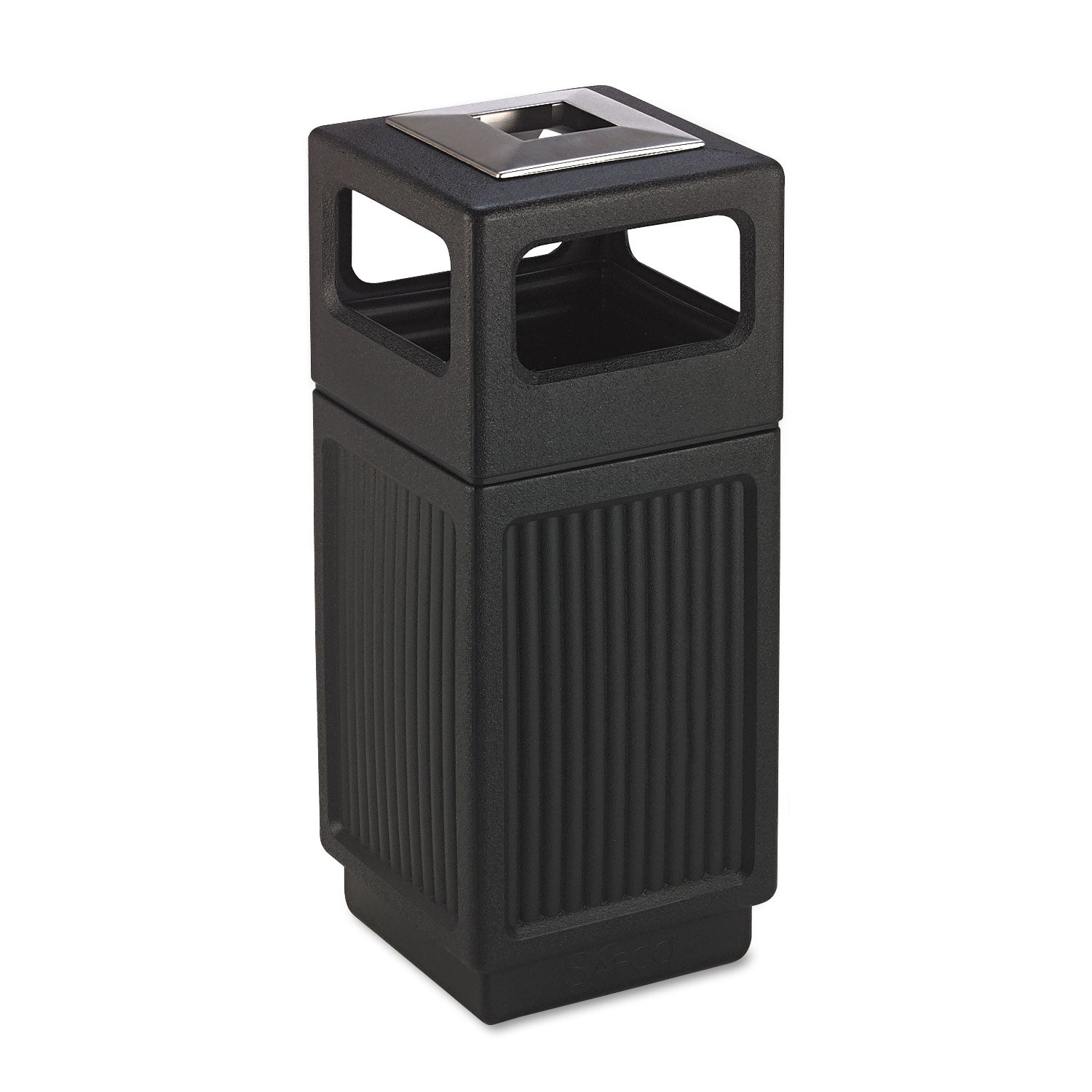 Canmeleon Recessed Panel Receptacles, 15 gal, Polyethylene, Black -