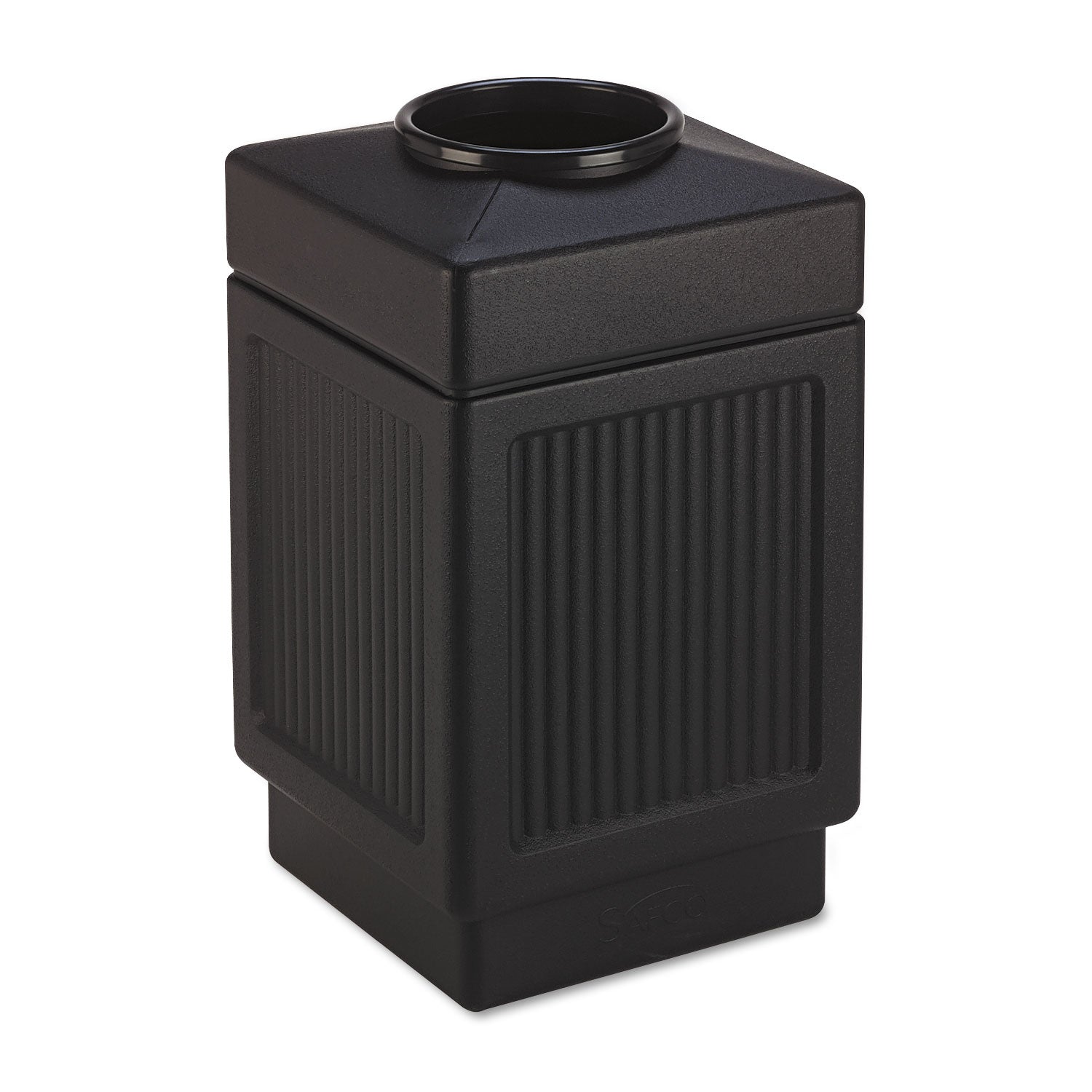 Canmeleon Recessed Panel Receptacles, Top-Open, 38 gal, Polyethylene, Black -