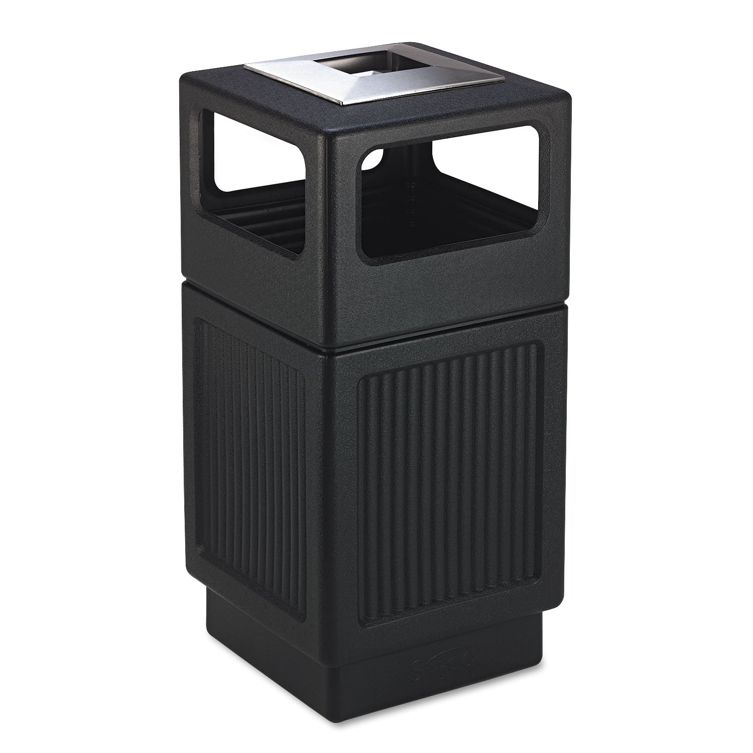 Canmeleon Recessed Panel Receptacles, 38 gal, Polyethylene, Black -