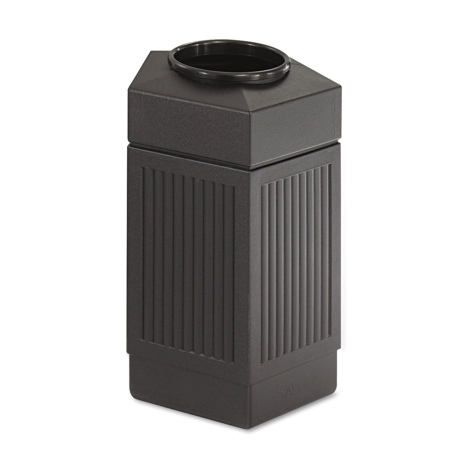 Canmeleon Indoor/Outdoor Pentagon Receptacle, 30 gal, Polyethylene, Black -