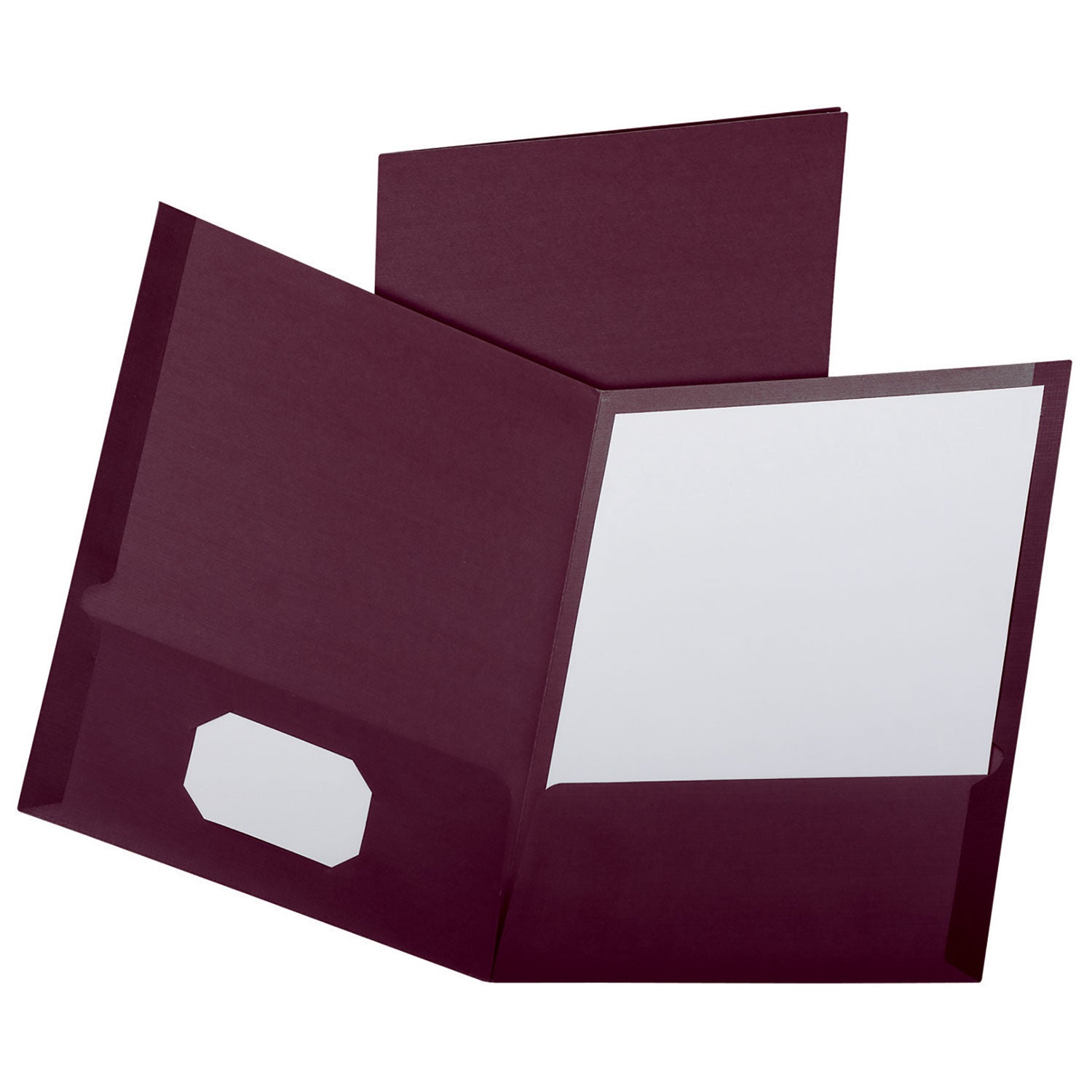 Linen Finish Twin Pocket Folders, 100-Sheet Capacity, 11 x 8.5, Burgundy, 25/Box -