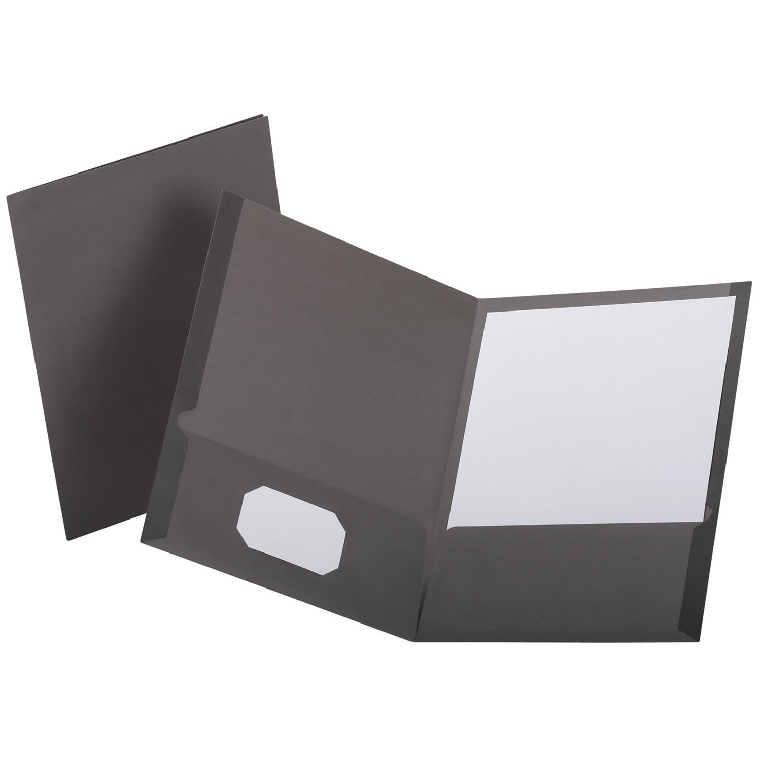 Linen Finish Twin Pocket Folders, 100-Sheet Capacity, 11 x 8.5, Light Gray, 25/Box -