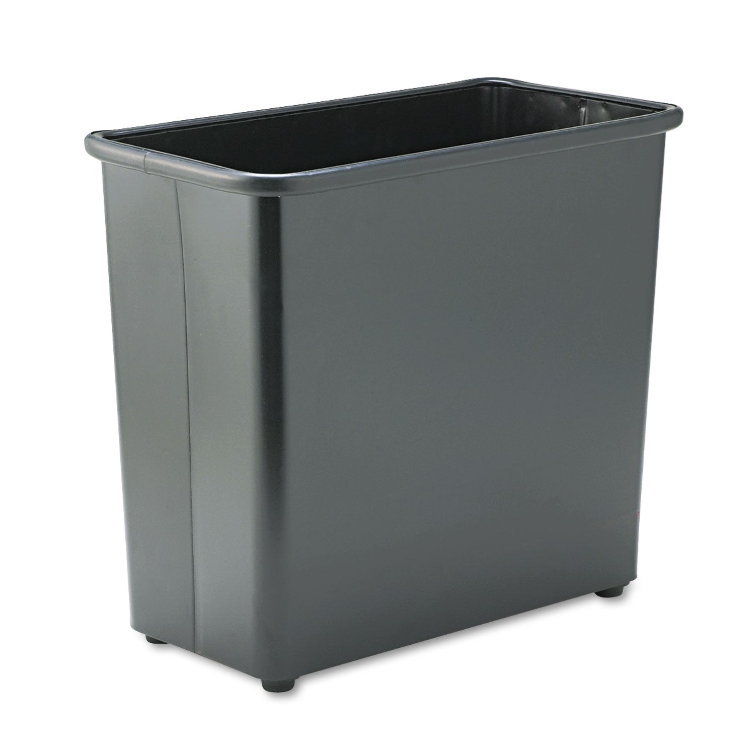 Square and Rectangular Wastebasket, 27.5 qt, Steel, Black -