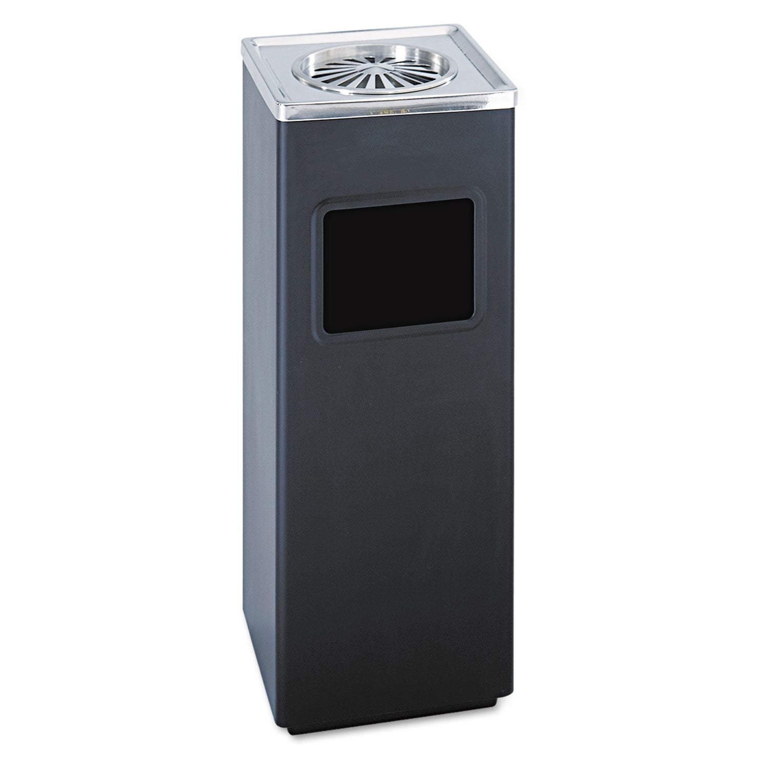 Square Ash 'N' Trash Sandless Urn, 3 gal, Stainless Steel, Black -