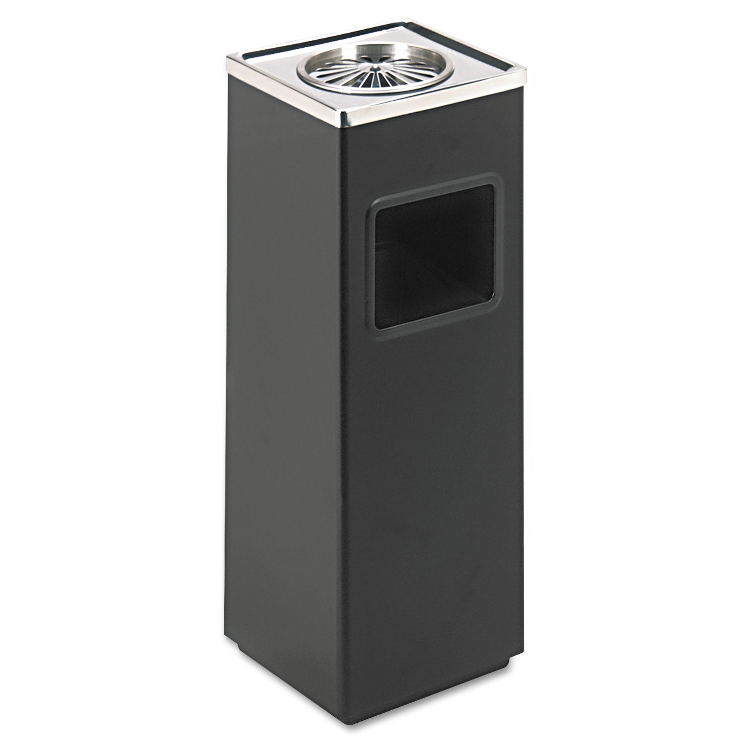 Square Ash 'N' Trash Sandless Urn, 3 gal, Stainless Steel, Black -