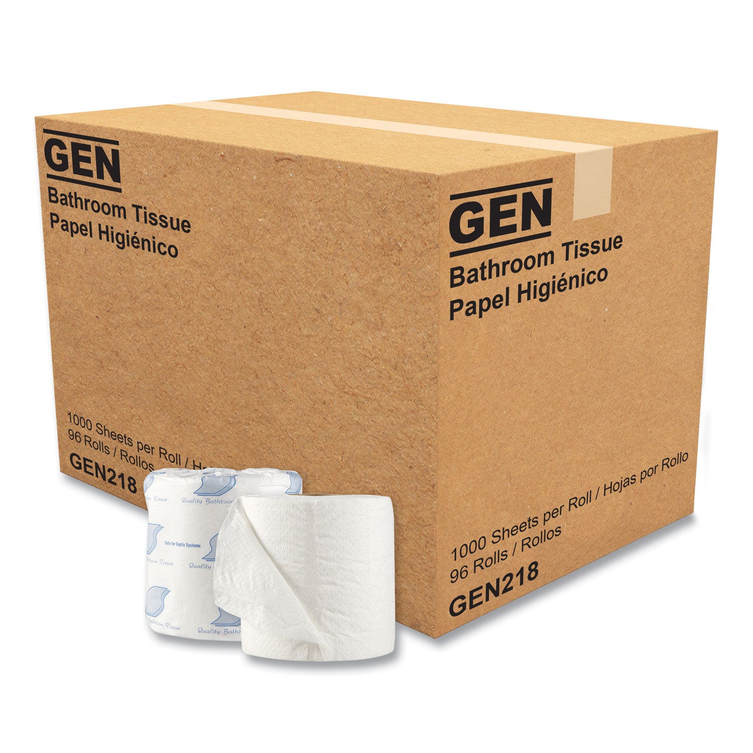 Standard Bath Tissue, Septic Safe, Individually Wrapped Rolls, 1-Ply, White, 1,000 Sheets/Roll, 96 Wrapped Rolls/Carton -