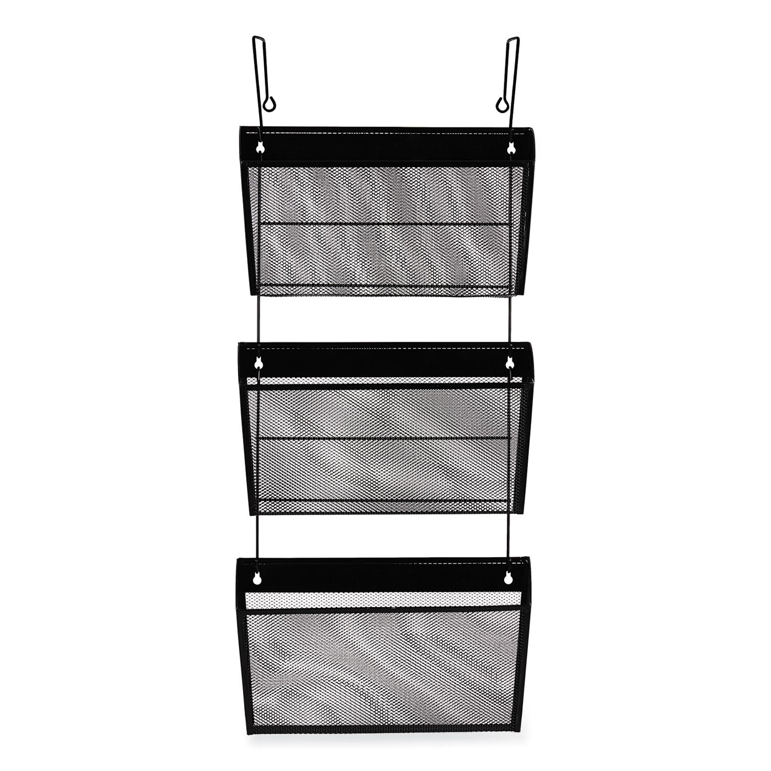Mesh Three-Pack Wall Files, 3 Sections, Letter Size, 14.13" x 3.38" x 8.5", Black -