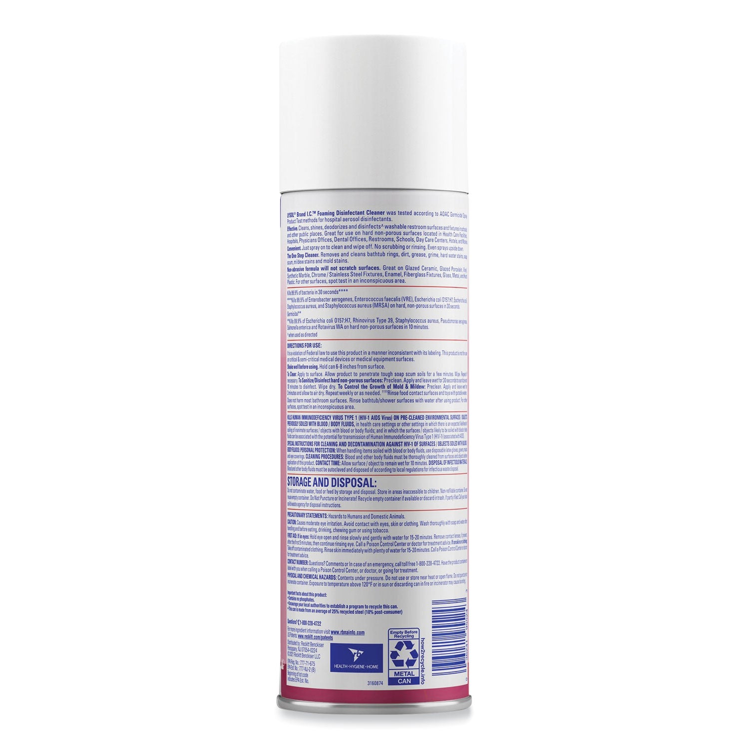 Foaming Disinfectant Cleaner, 24 oz Aerosol Spray, 12/Carton -
