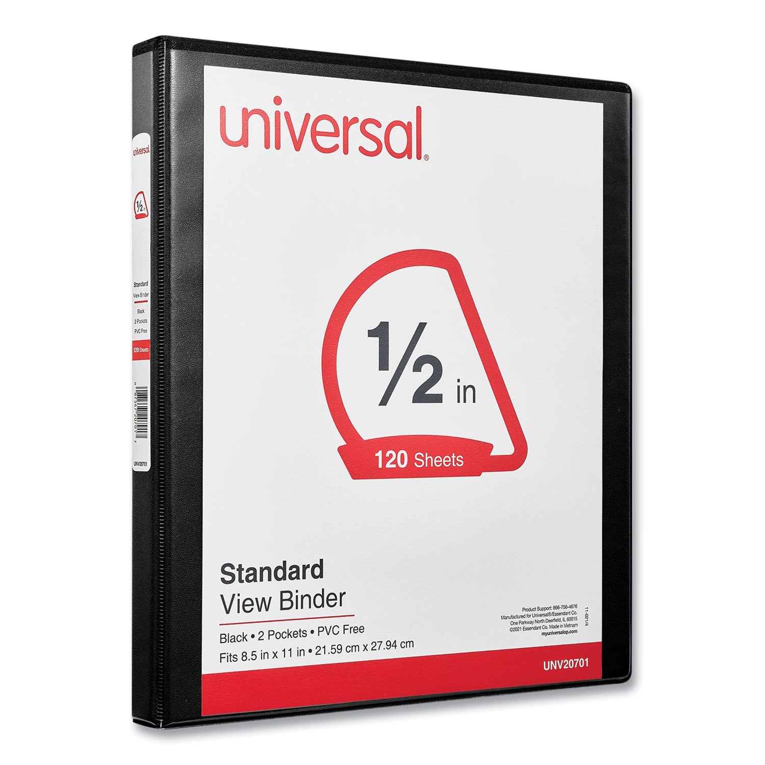 Slant D-Ring View Binder, 3 Rings, 0.5" Capacity, 11 x 8.5, Black -