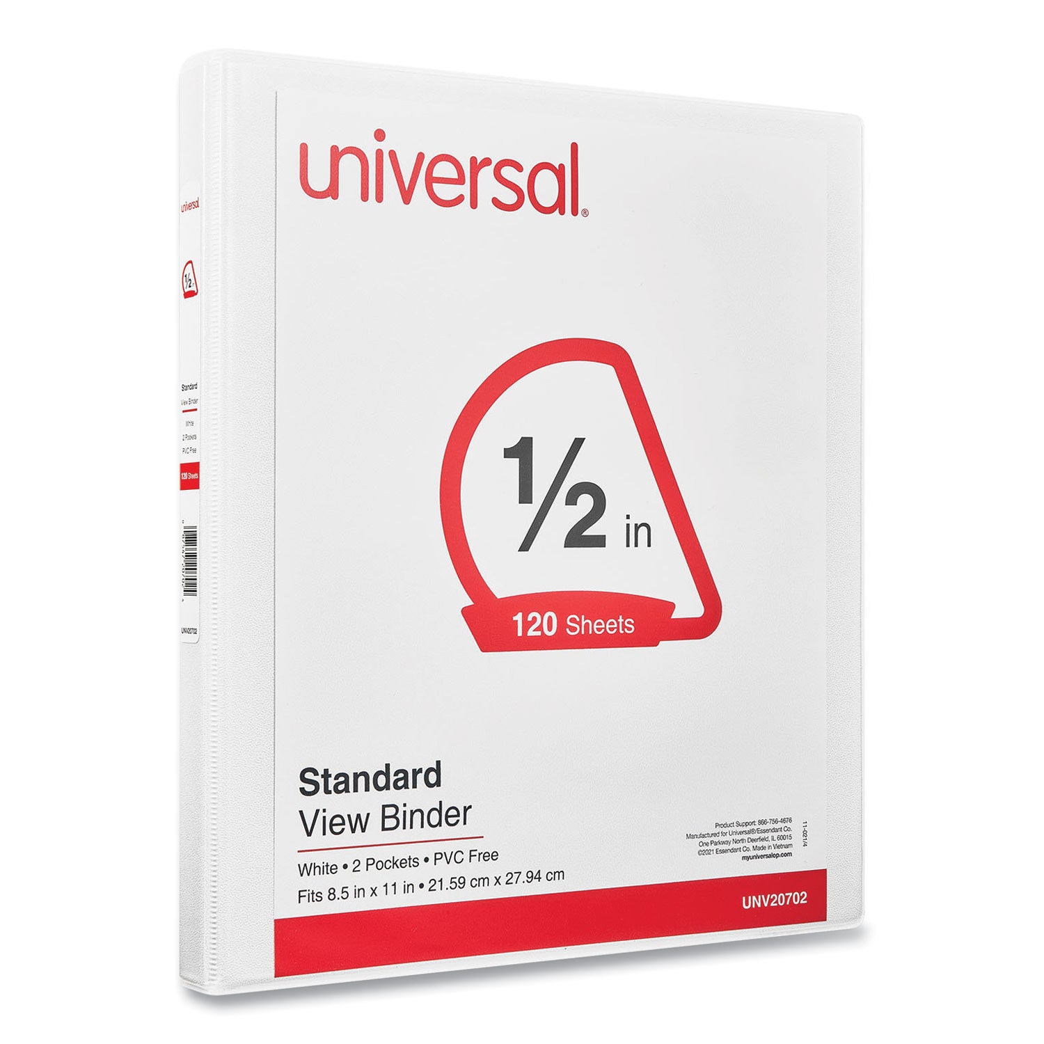 Slant D-Ring View Binder, 3 Rings, 0.5" Capacity, 11 x 8.5, White -