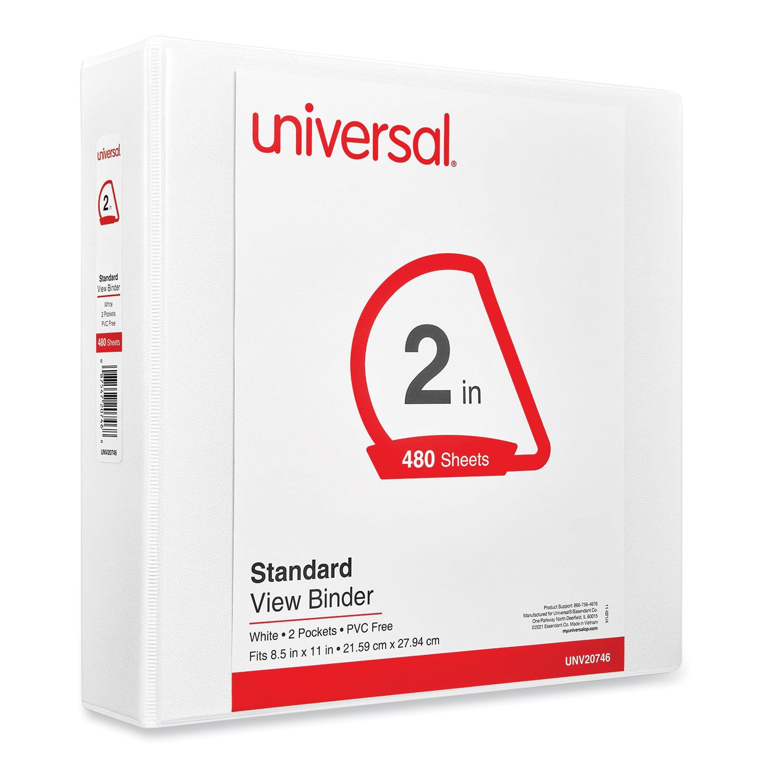 Slant D-Ring View Binder, 3 Rings, 2" Capacity, 11 x 8.5, White -