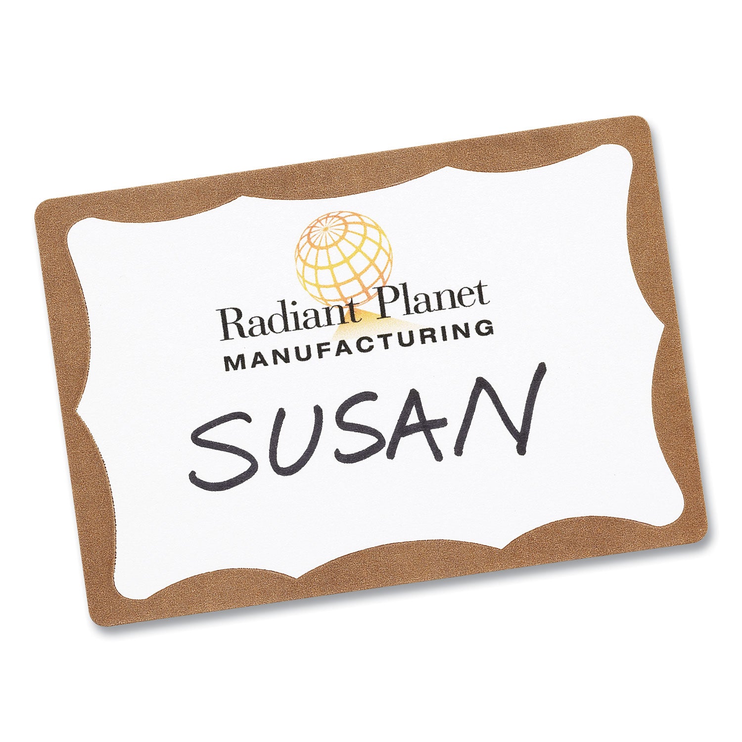 Printable Adhesive Name Badges, 3.38 x 2.33, Gold Border, 100/Pack -