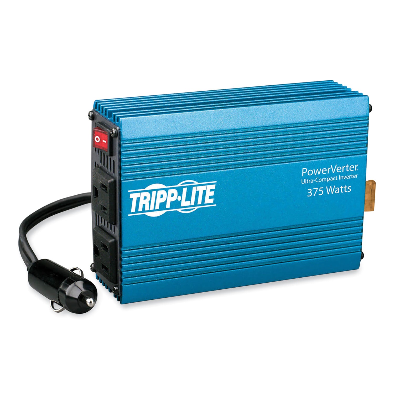 PowerVerter Ultra-Compact Car Inverter, 375 W, 12 V Input/120 V Output, 2 AC Outlets -