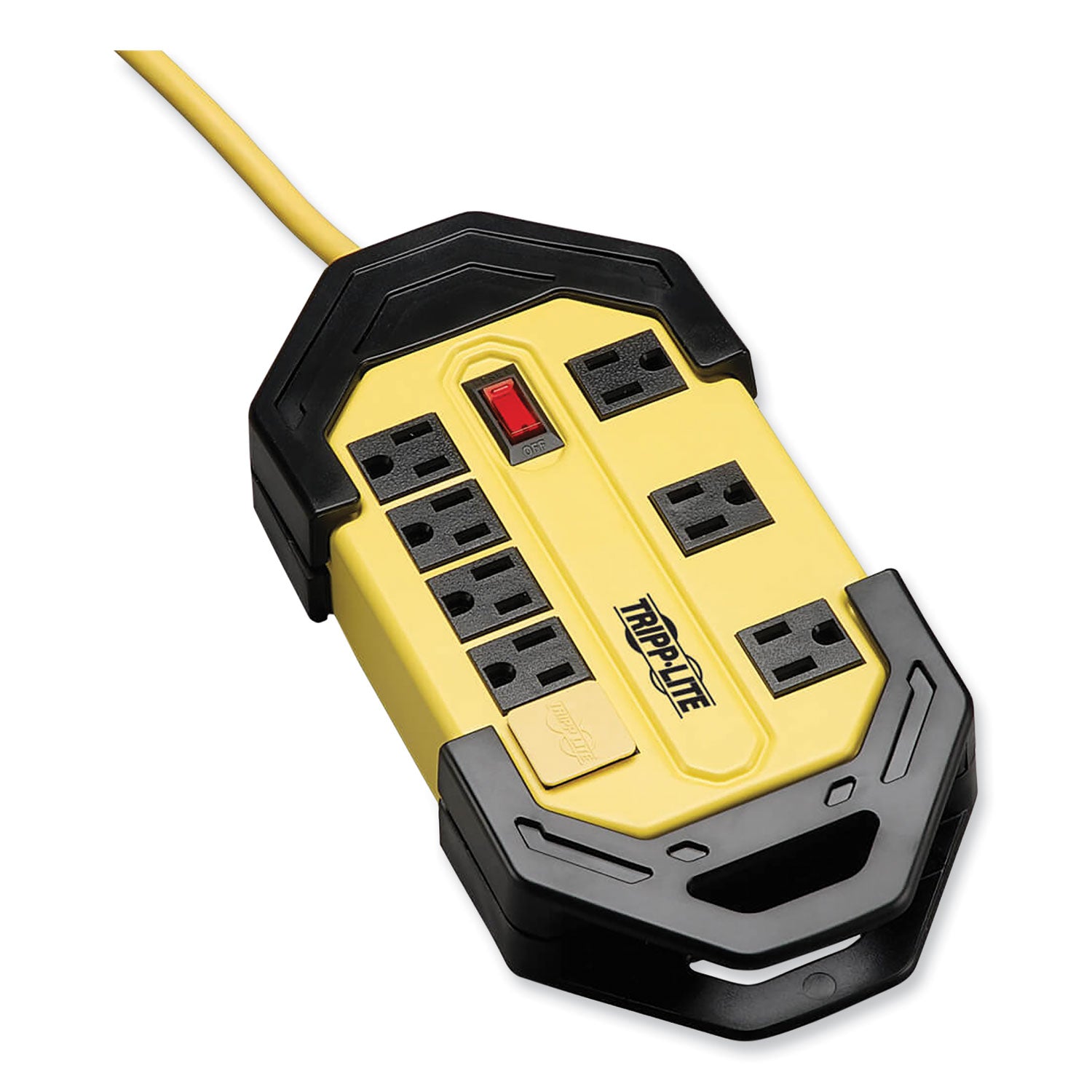 Power It! Safety Power Strip with Safety Covers, 8 Outlets, 15 ft Cord, Yellow/Black -