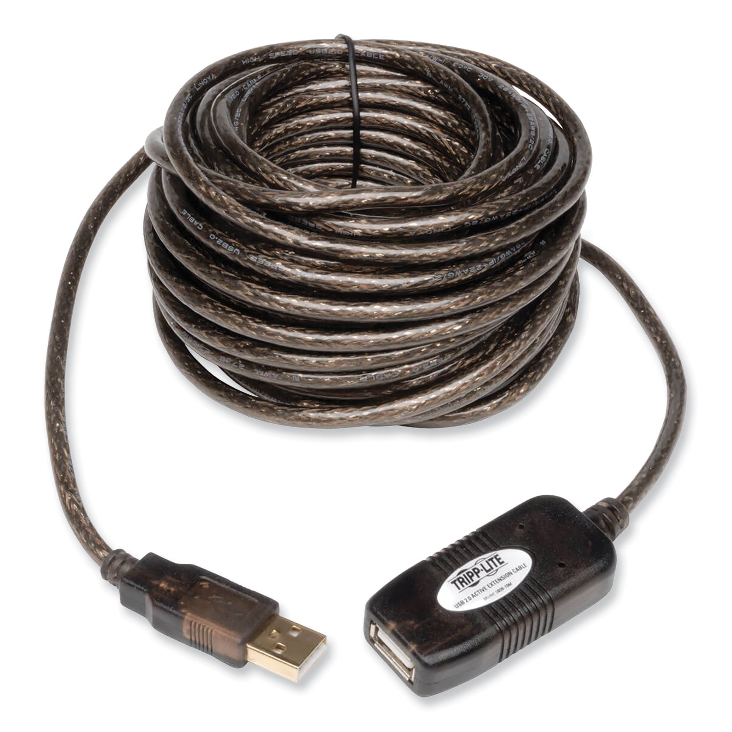 USB 2.0 Active Extension Cable, A to A (M/F), 16 ft, Black -