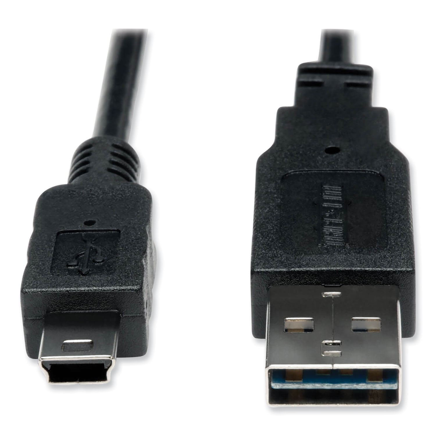 Universal Reversible USB 2.0 Cable, Reversible A to 5-Pin Mini B (M/M), 6 ft, Black -