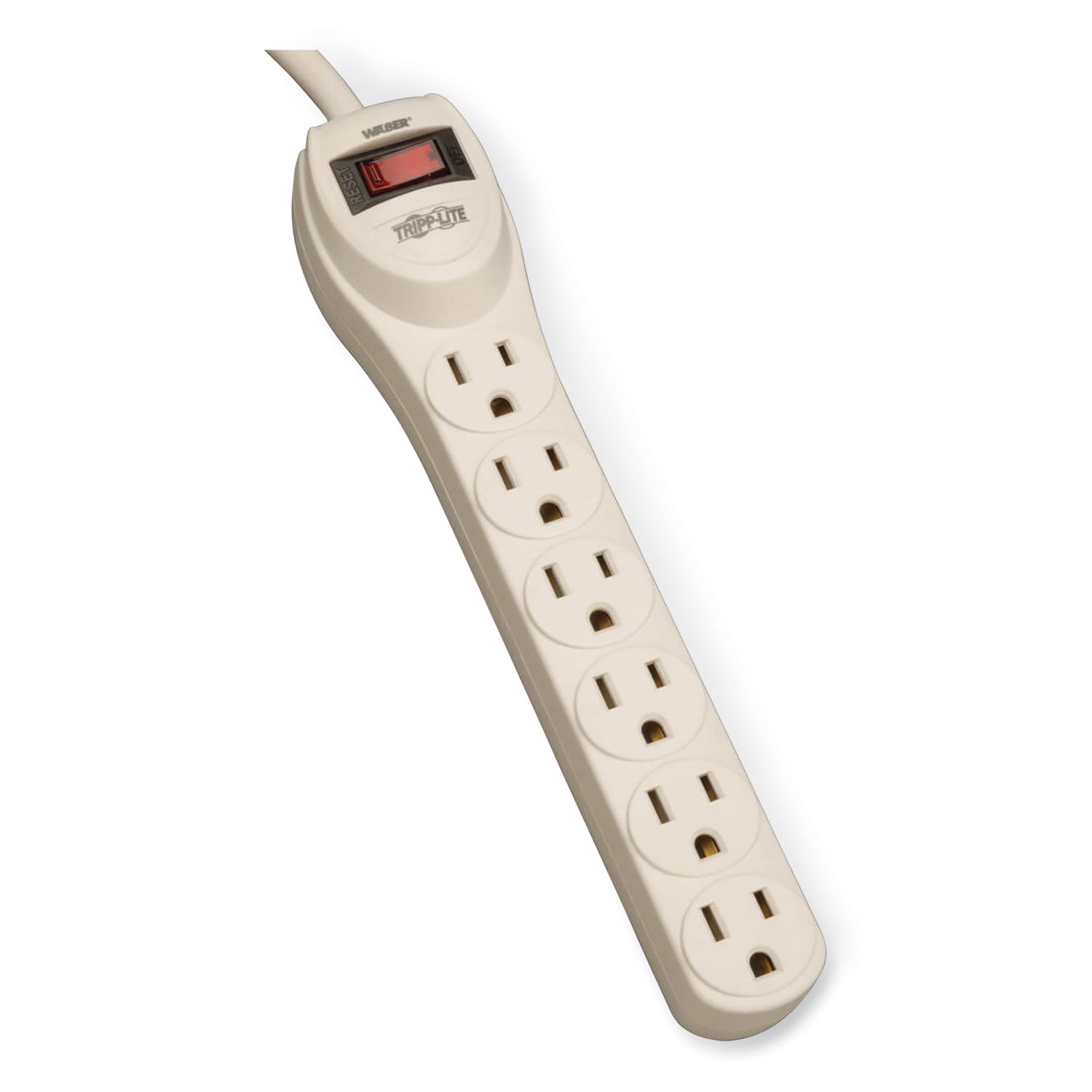 Waber-by-Tripp Lite Industrial Power Strip, 6 Outlets, 4 ft Cord, Gray -