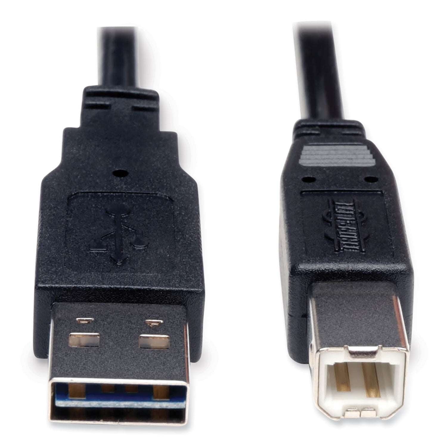 Universal Reversible USB 2.0 Cable, Reversible A to B (M/M), 6 ft, Black -