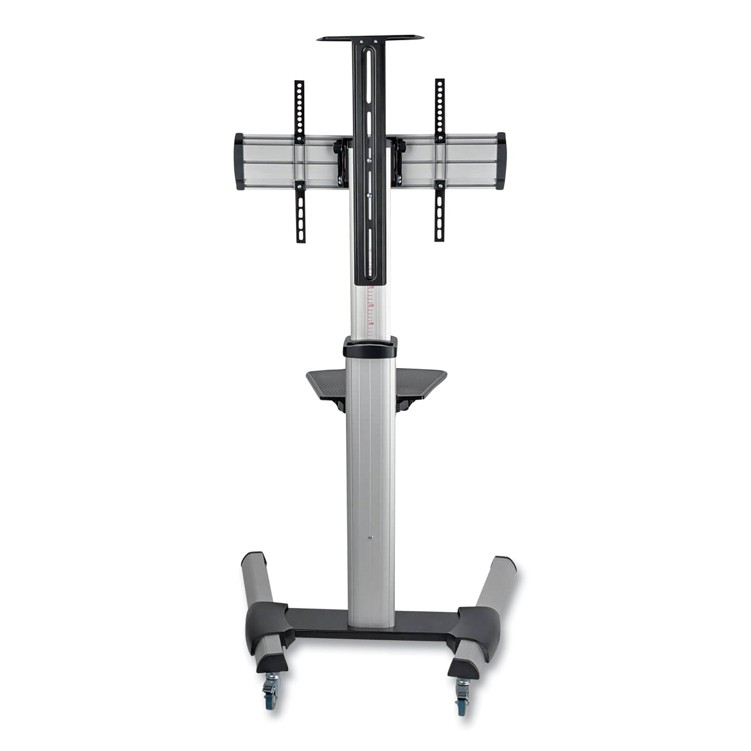 flat-panel-floor-stand-tilt-range-12-to-+5-metal-1-shelf-110-lb-capacity-326-x-276-x-815-silver-black_trpdmcs3270xp - 2