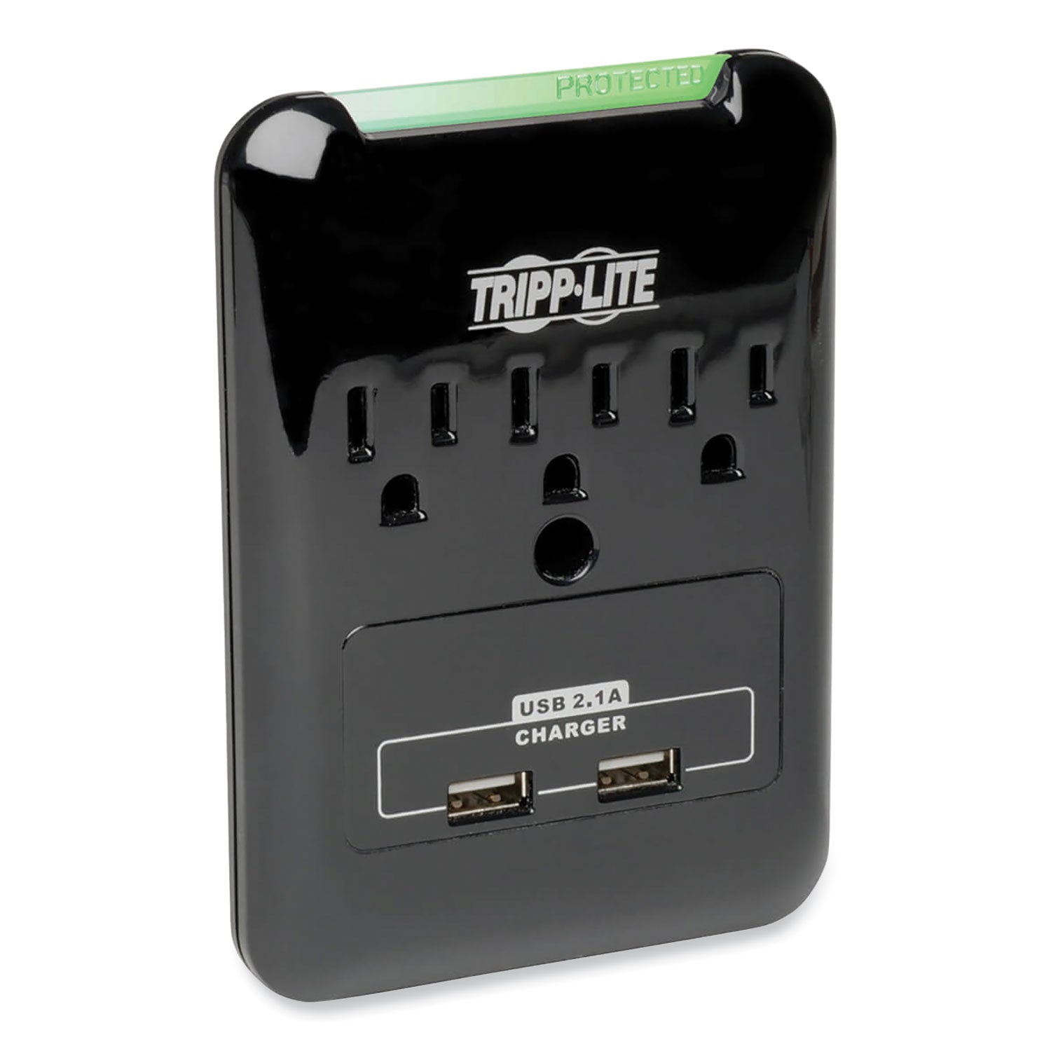 Protect It! Surge Protector, 3 AC Outlets/2 USB Ports, 540 J, Black -