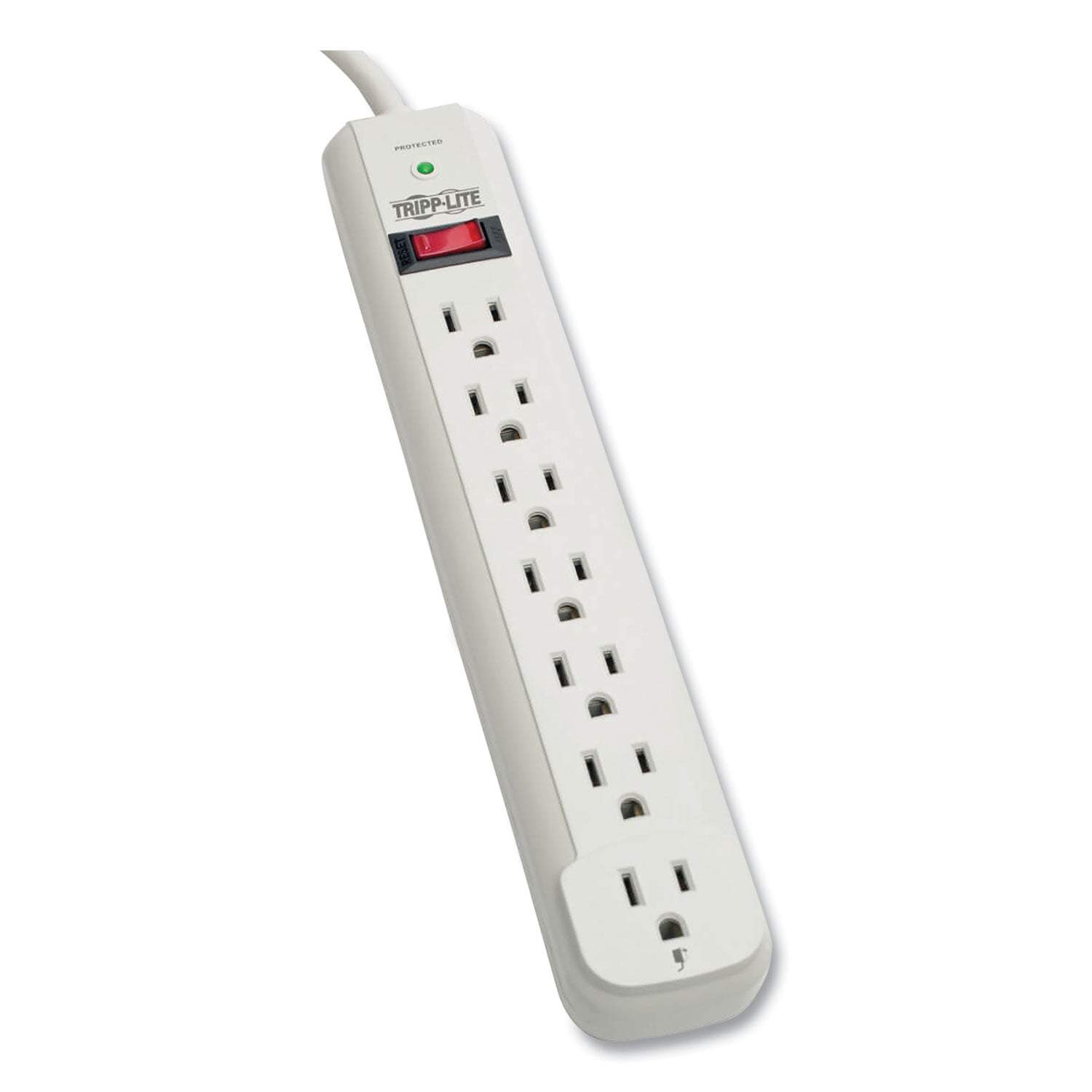 Protect It! Surge Protector, 7 AC Outlets, 6 ft Cord, 1,080 J, Light Gray -