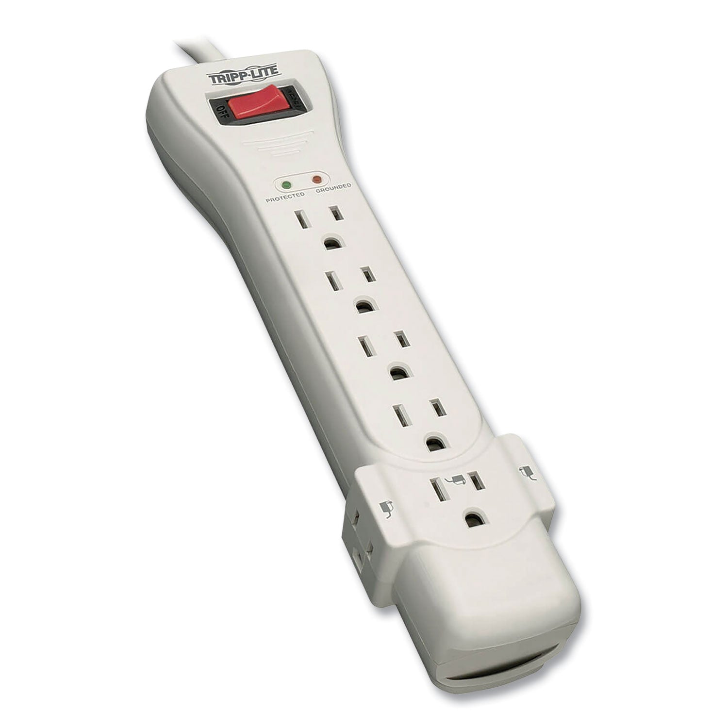 Protect It! Surge Protector, 7 AC Outlets, 7 ft Cord, 2,160 J, Light Gray -
