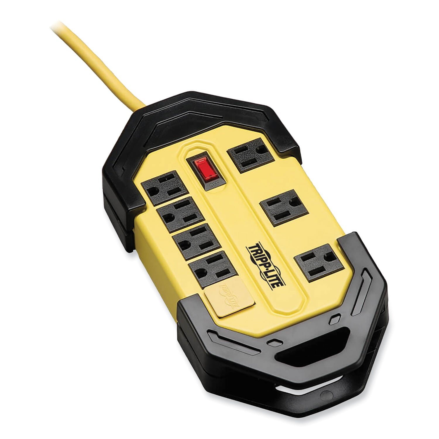 Power It! Safety Power Strip with GFCI Plug, 8 Outlets, 12 ft Cord, Yellow/Black -