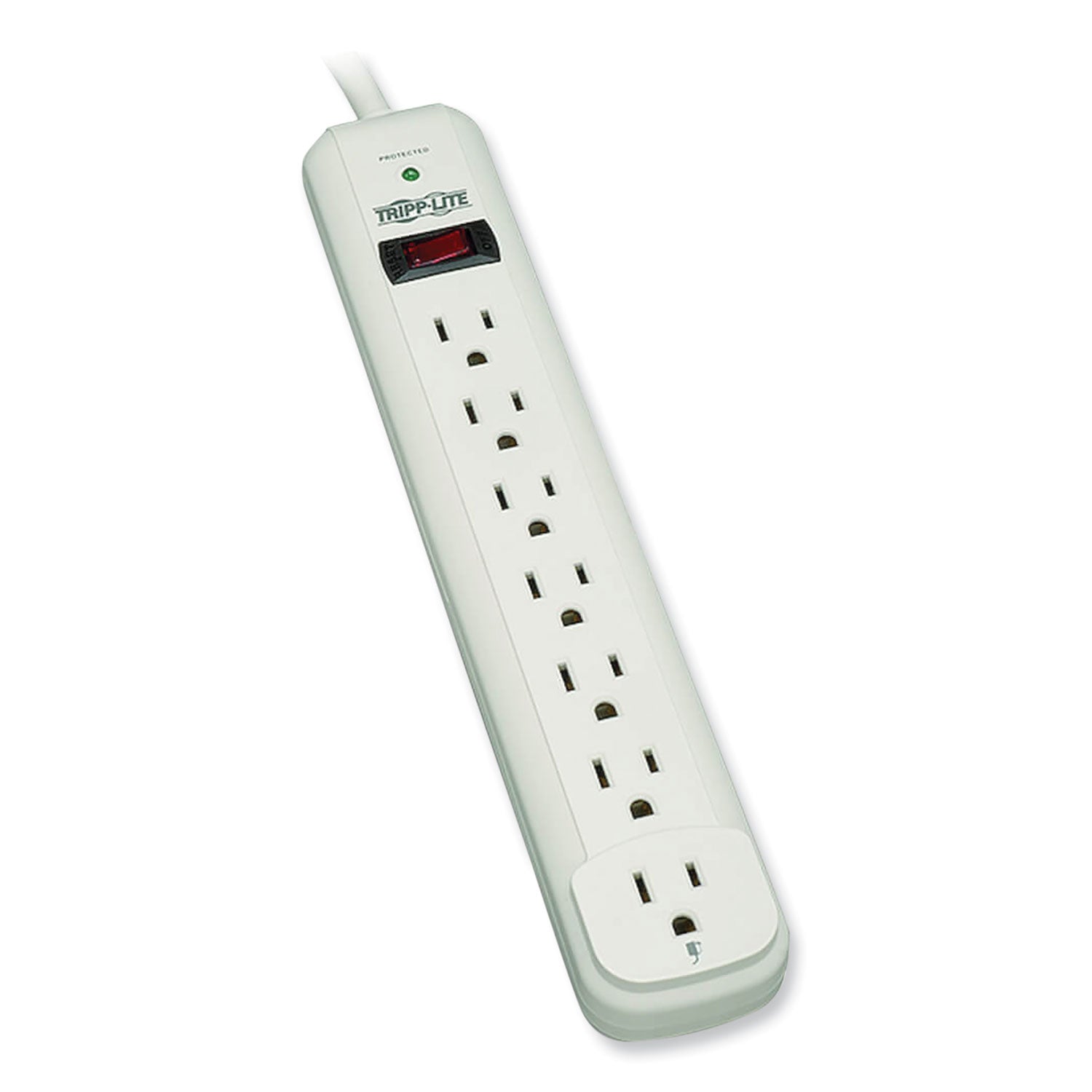 Protect It! Surge Protector, 7 AC Outlets, 12 ft Cord, 1,080 J, Light Gray -