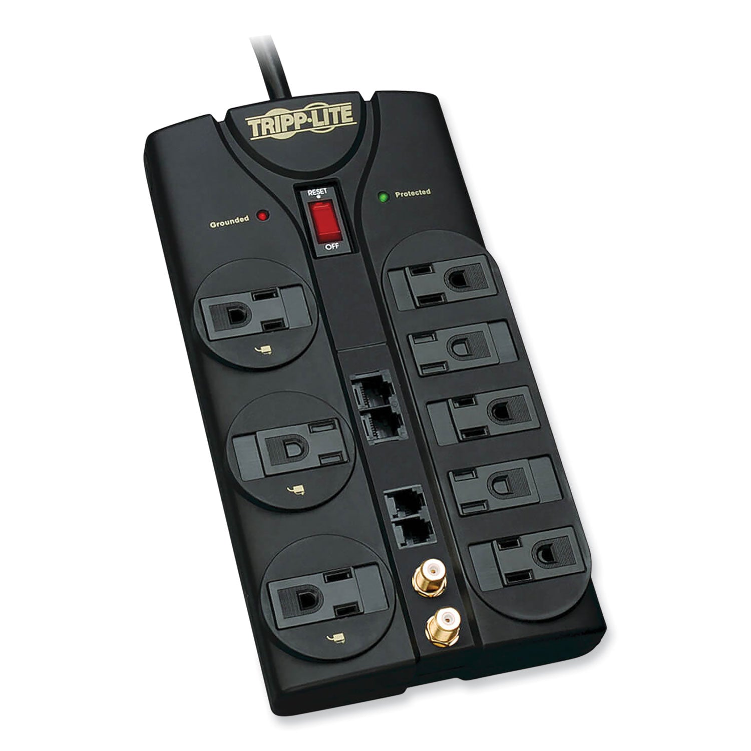 Protect It! Surge Protector, 8 AC Outlets, 10 ft Cord, 3,240 J, Black -