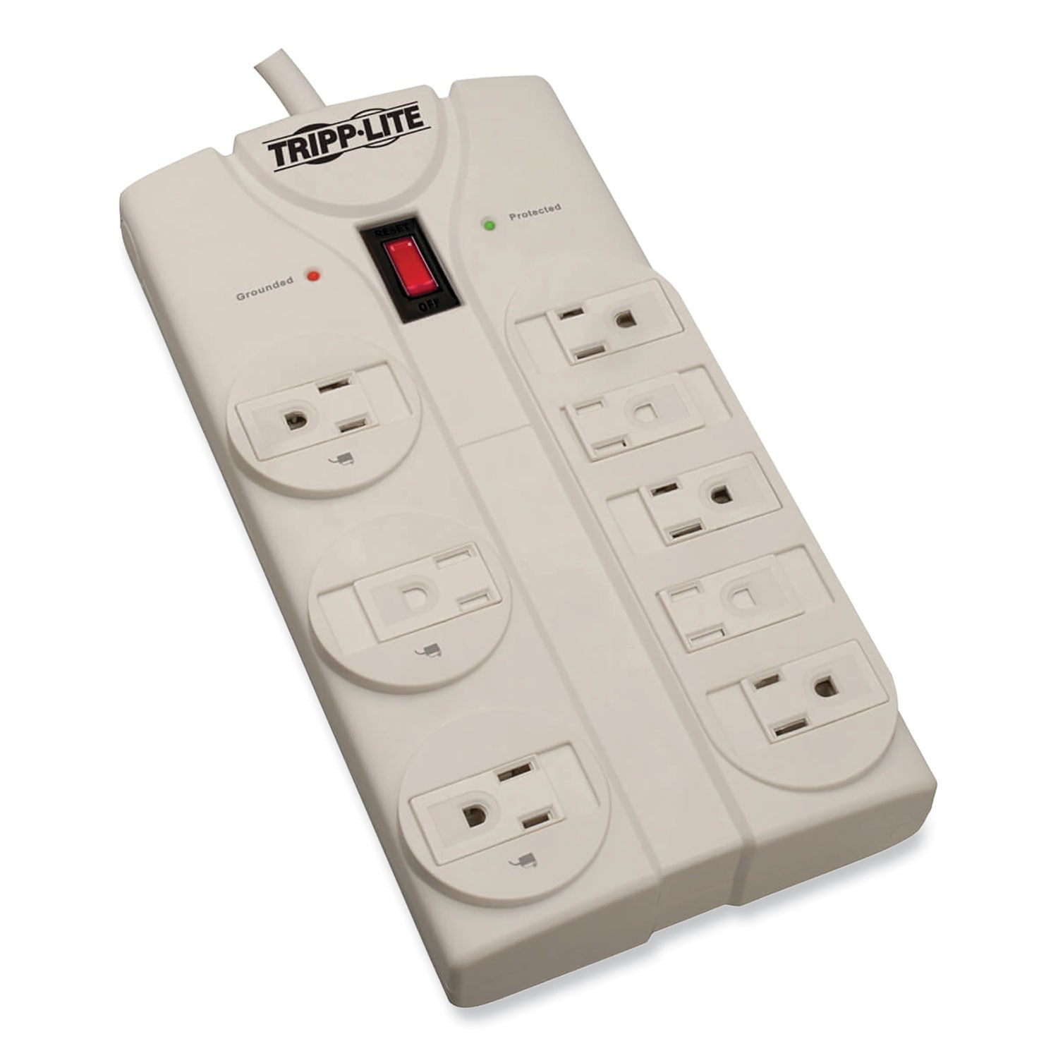 Protect It! Surge Protector, 8 AC Outlets, 25 ft Cord, 1,440 J, Light Gray -