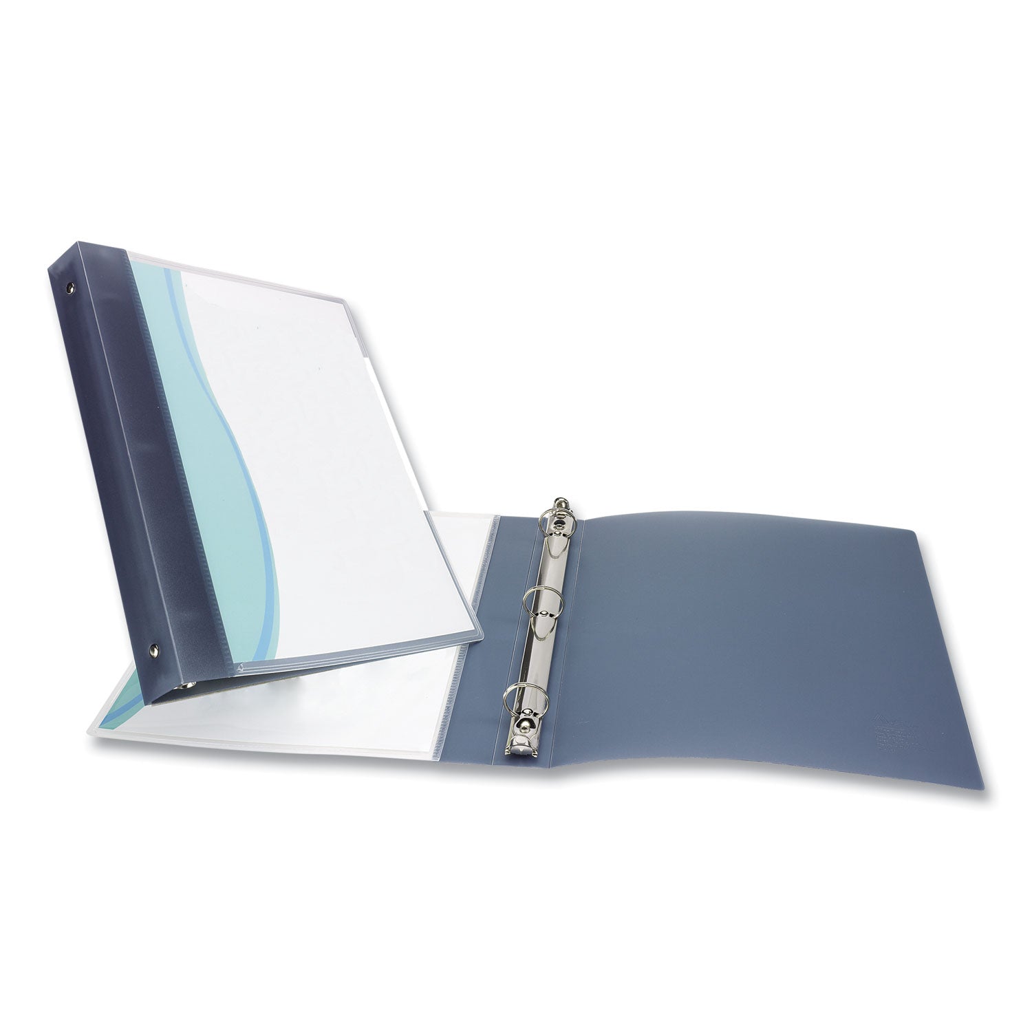 Flexible View Binder with Round Rings, 3 Rings, 1" Capacity, 11 x 8.5, Gray -