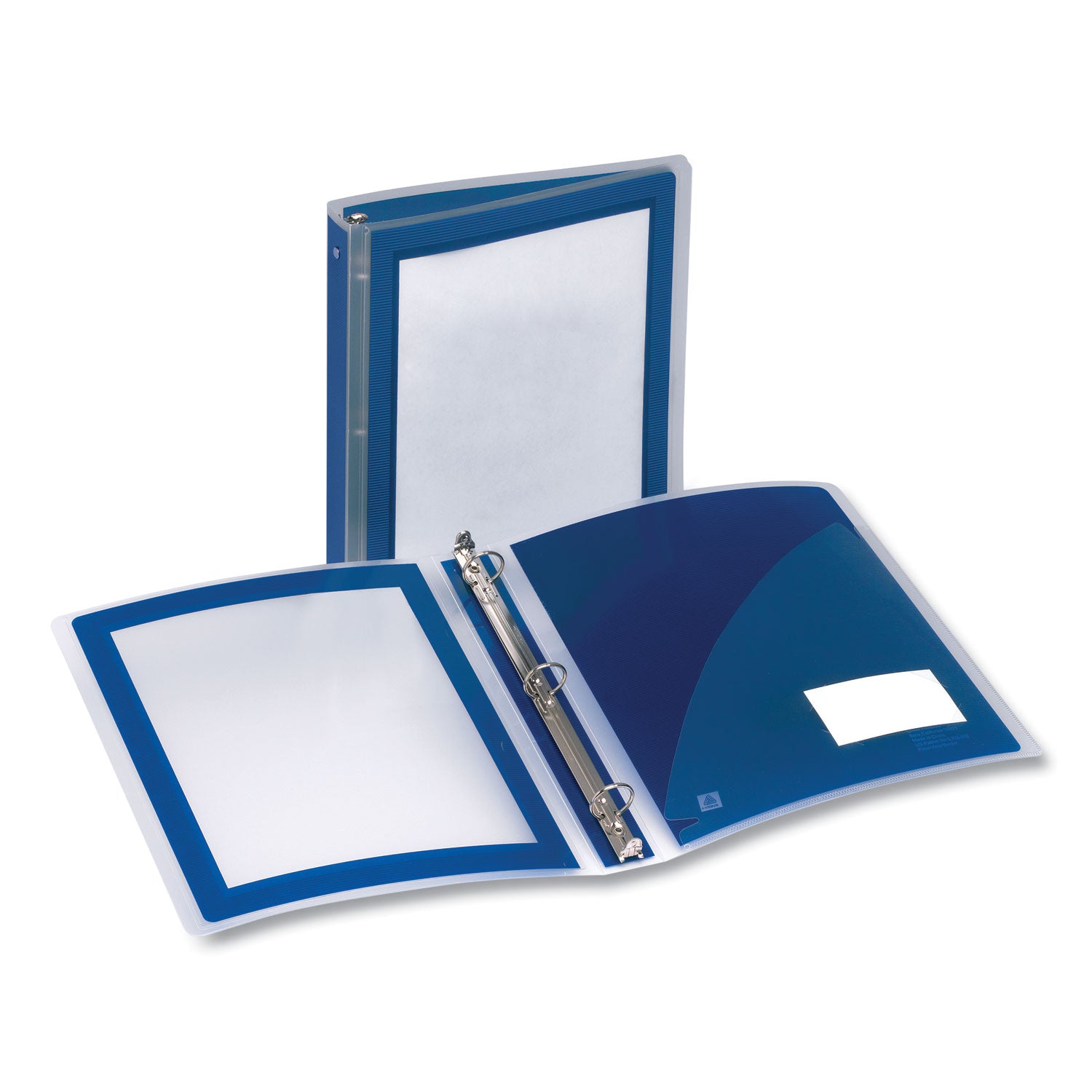 Flexi-View Binder with Round Rings, 3 Rings, 1.5" Capacity, 11 x 8.5, Navy Blue -