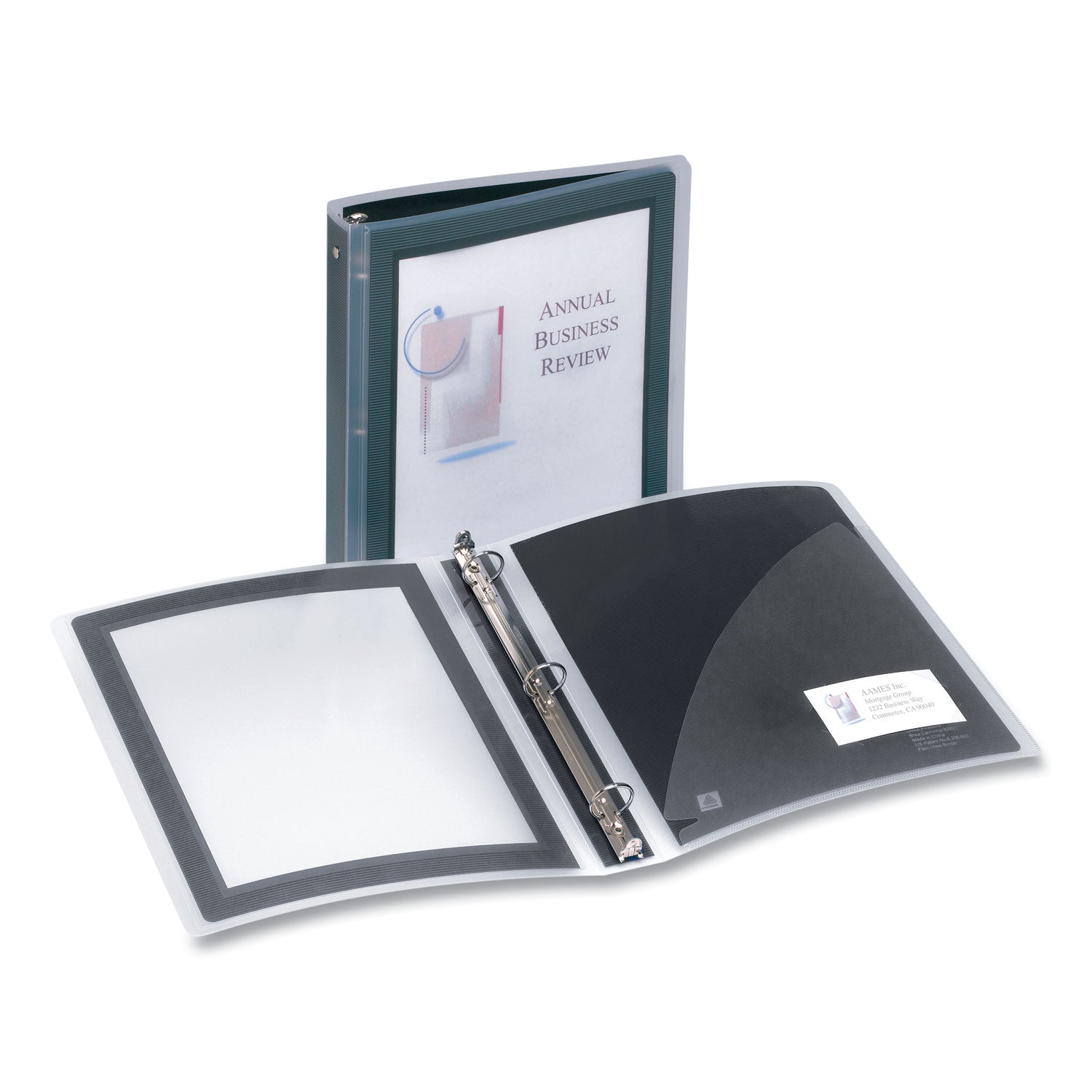 Flexi-View Binder with Round Rings, 3 Rings, 1.5" Capacity, 11 x 8.5, Black -