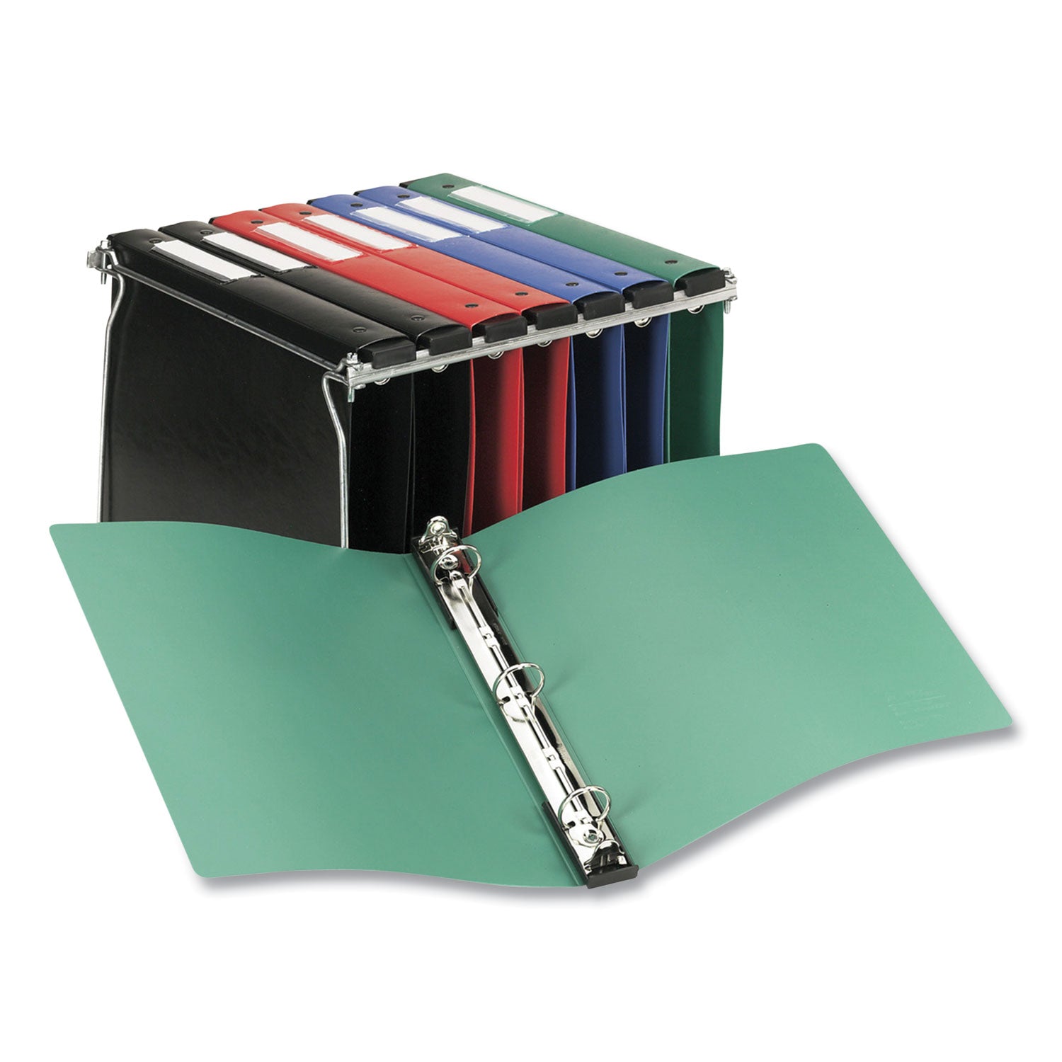 Hanging Storage Flexible Non-View Binder with Round Rings, 3 Rings, 1" Capacity, 11 x 8.5, Green -