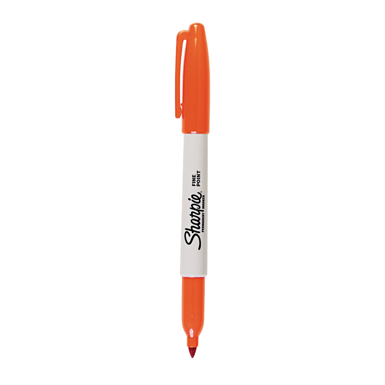 Fine Tip Permanent Marker, Fine Bullet Tip, Orange, Dozen -