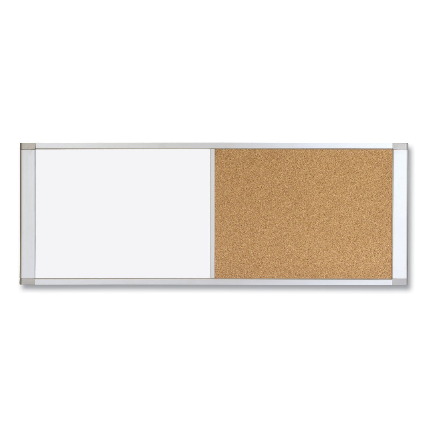 Combo Cubicle Workstation Dry Erase/Cork Board, 36 x 18, Tan/White Surface, Aluminum Frame -