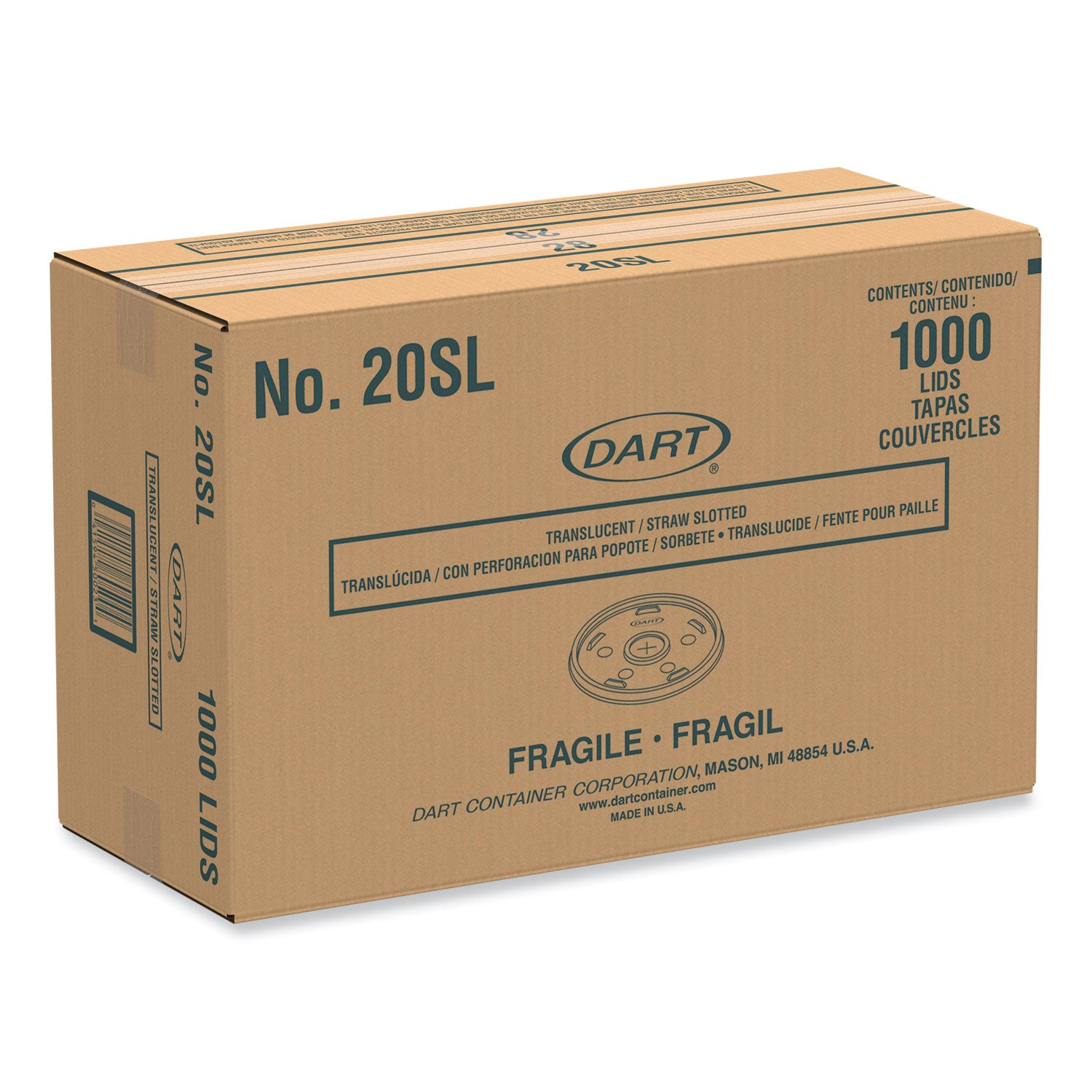 Cold Cup Lids, Fits 8 to 32 oz Cups/Containers, Translucent, 100/Sleeve, 10 Sleeves/Carton -