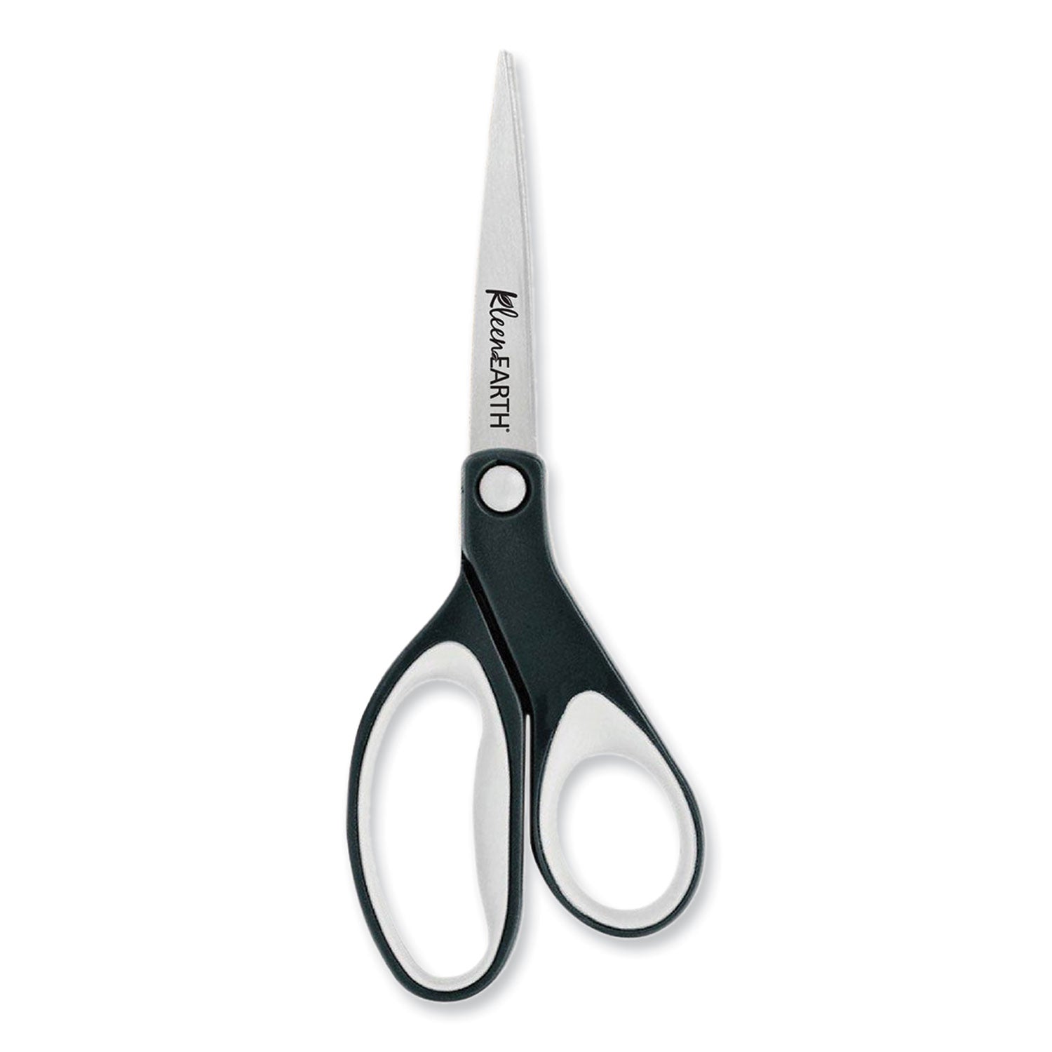 KleenEarth Soft Handle Scissors, 8" Long, 3.25" Cut Length, Black/Gray Straight Handle -