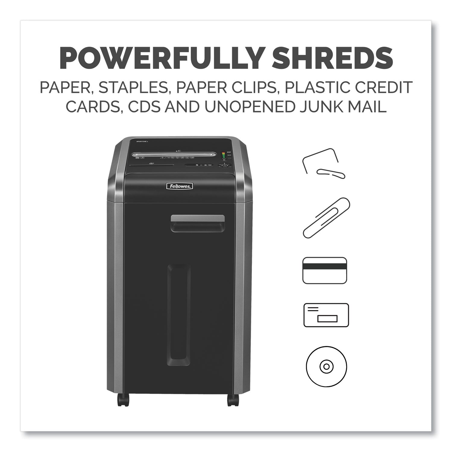 Powershred 225Ci 100% Jam Proof Cross-Cut Shredder, 22 Manual Sheet Capacity -