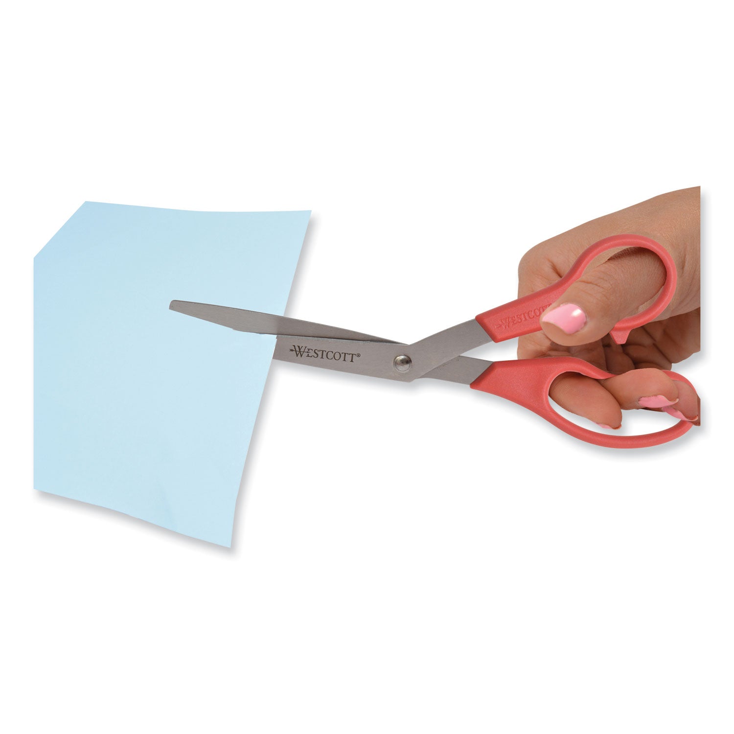 Value Line Stainless Steel Shears, 8" Long, 3.5" Cut Length, Red Offset Handle -