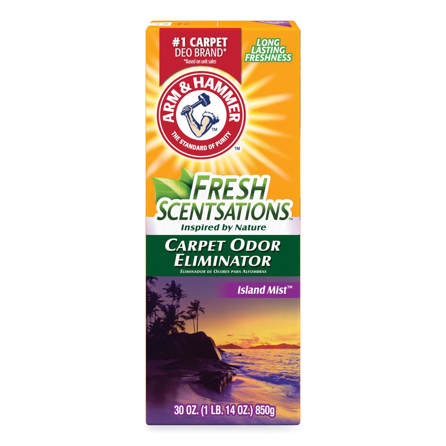 Fresh Scentsations Carpet Odor Eliminator, Island Mist, 30 oz Box, 6/Carton -