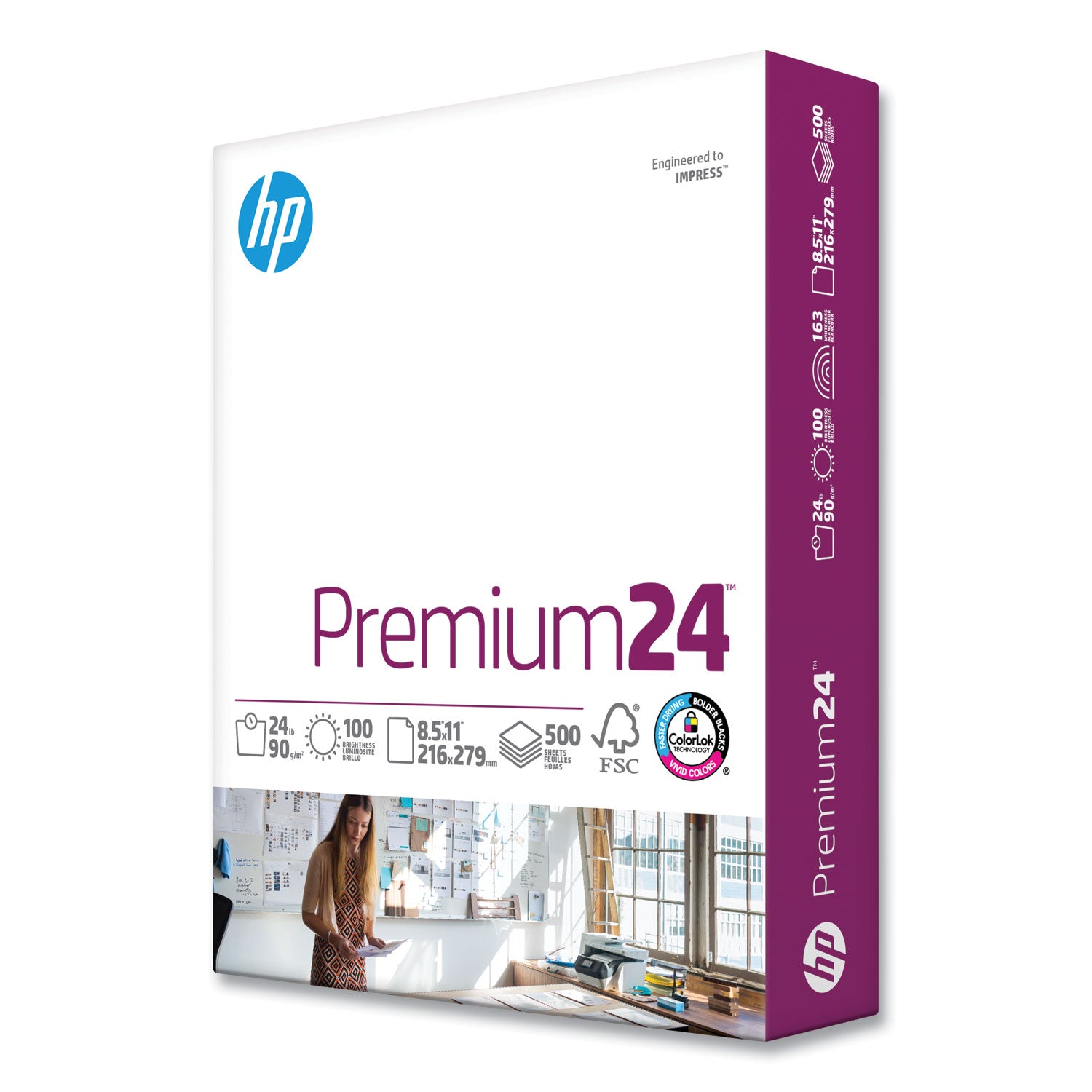 Premium24 Paper, 98 Bright, 24 lb Bond Weight, 8.5 x 11, Ultra White, 500/Ream -