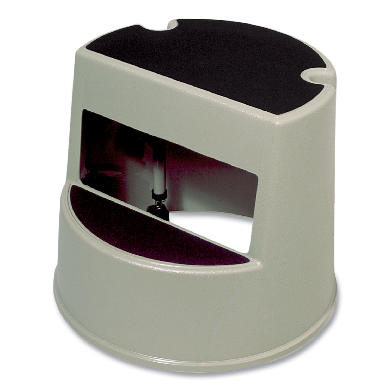 Rolling Step Stool, Curved Design, 2-Step, Retracting Casters, 350 lb Capacity, 16" Diameter x 13.5"h, Beige -