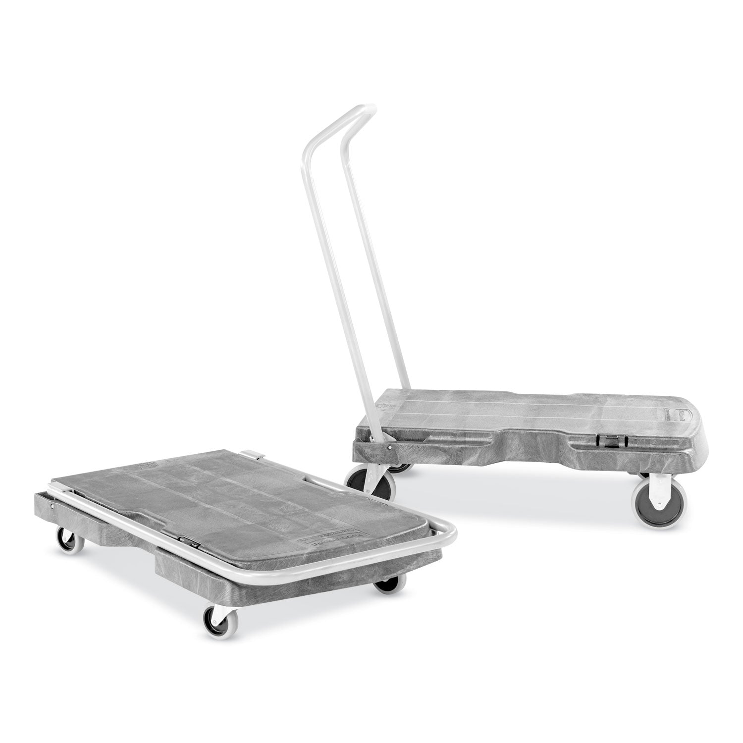 Triple Trolley Platform Truck with Angled-Loop Handle, 500 lb Capacity, 20.5 x 32.5 x 35, Black - 2