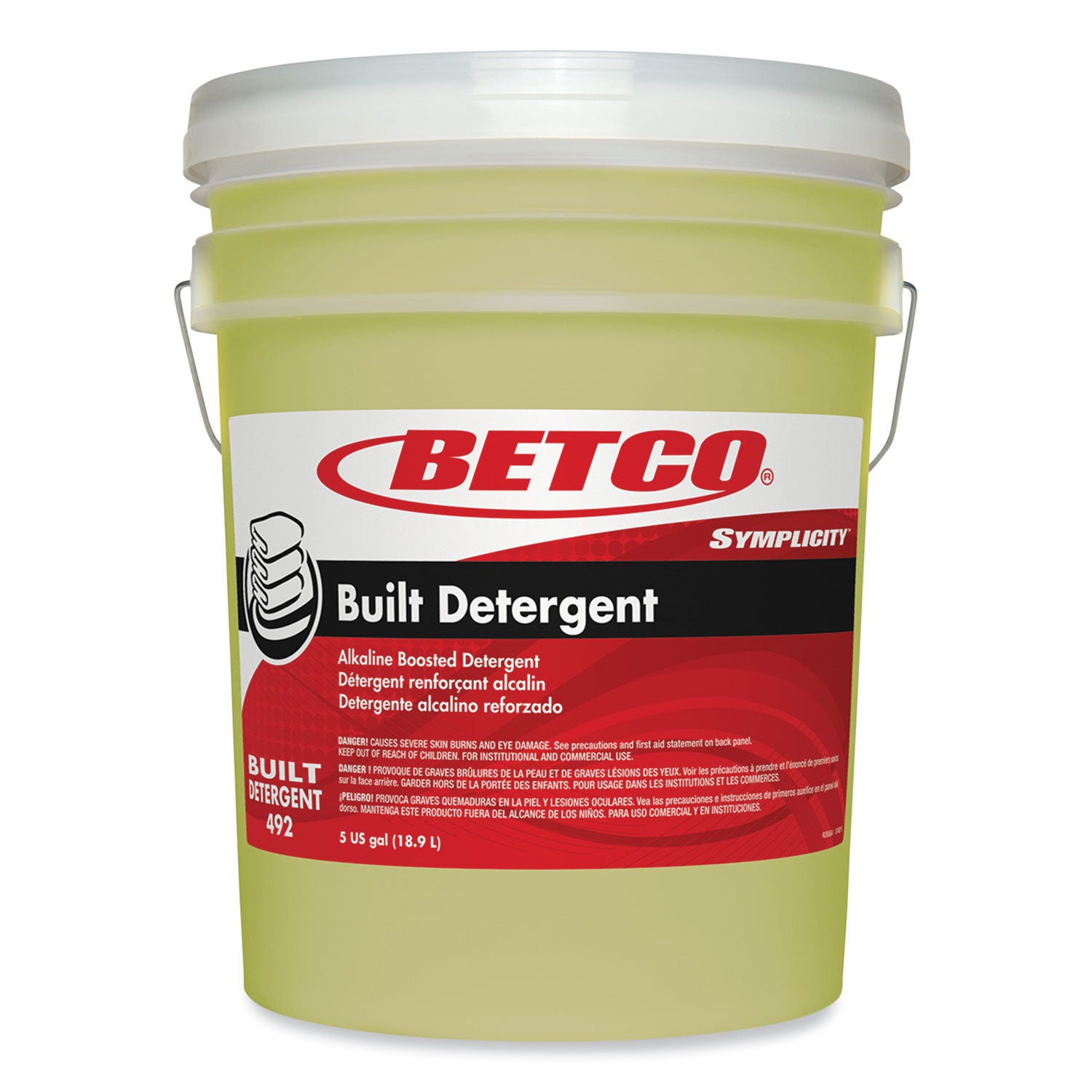 Betco Symplicity Built Laundry Detergent - Concentrate Liquid - 640 fl oz (20 quart) - 1 Each - Brilliant Neon Yellow - 1