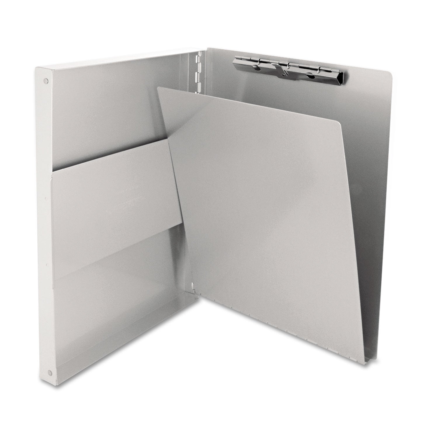 Snapak Aluminum Side-Open Forms Folder, 0.5" Clip Capacity, Holds 8.5 x 11 Sheets, Silver -