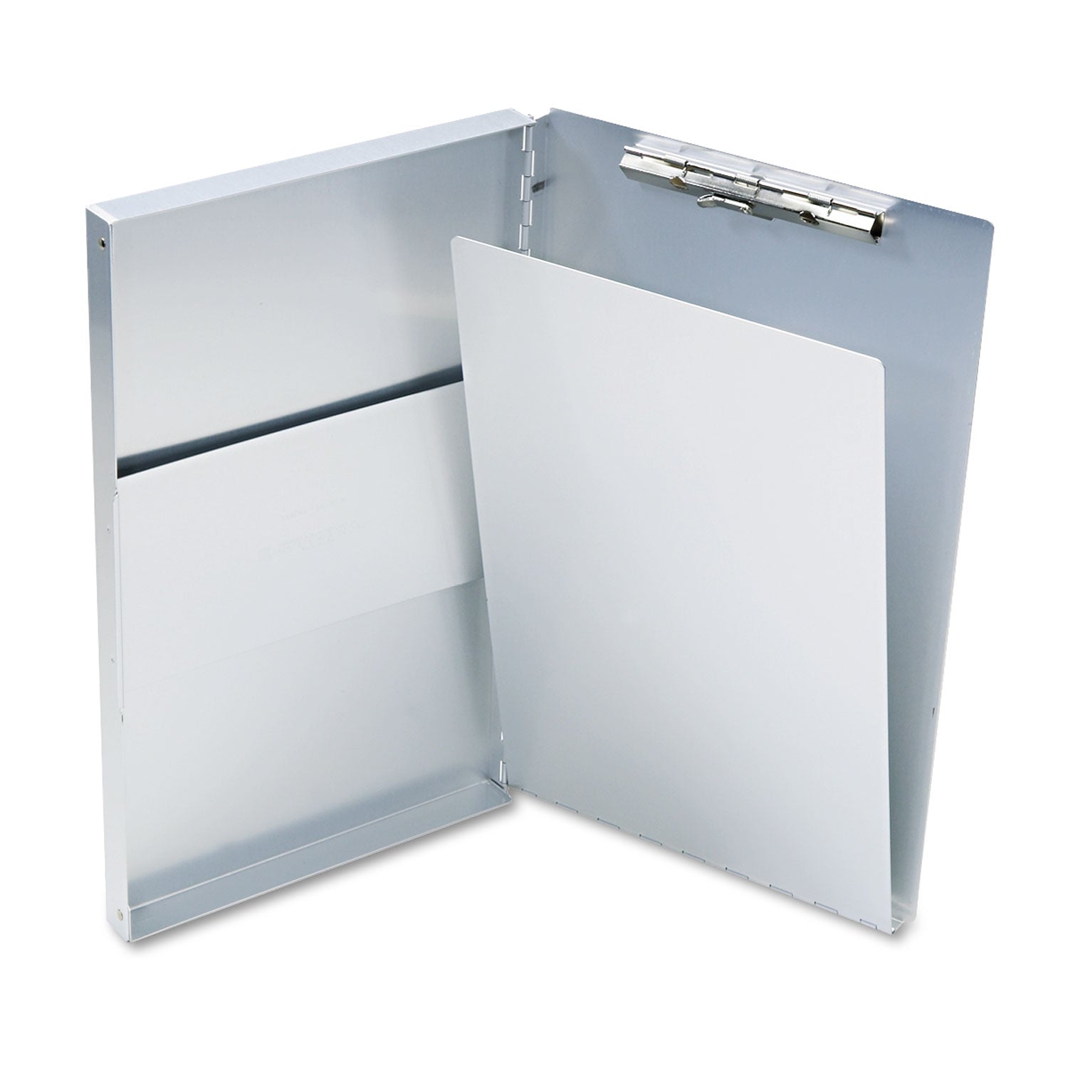 Snapak Aluminum Side-Open Forms Folder, 0.5" Clip Capacity, Holds 8.5 x 14 Sheets, Silver -
