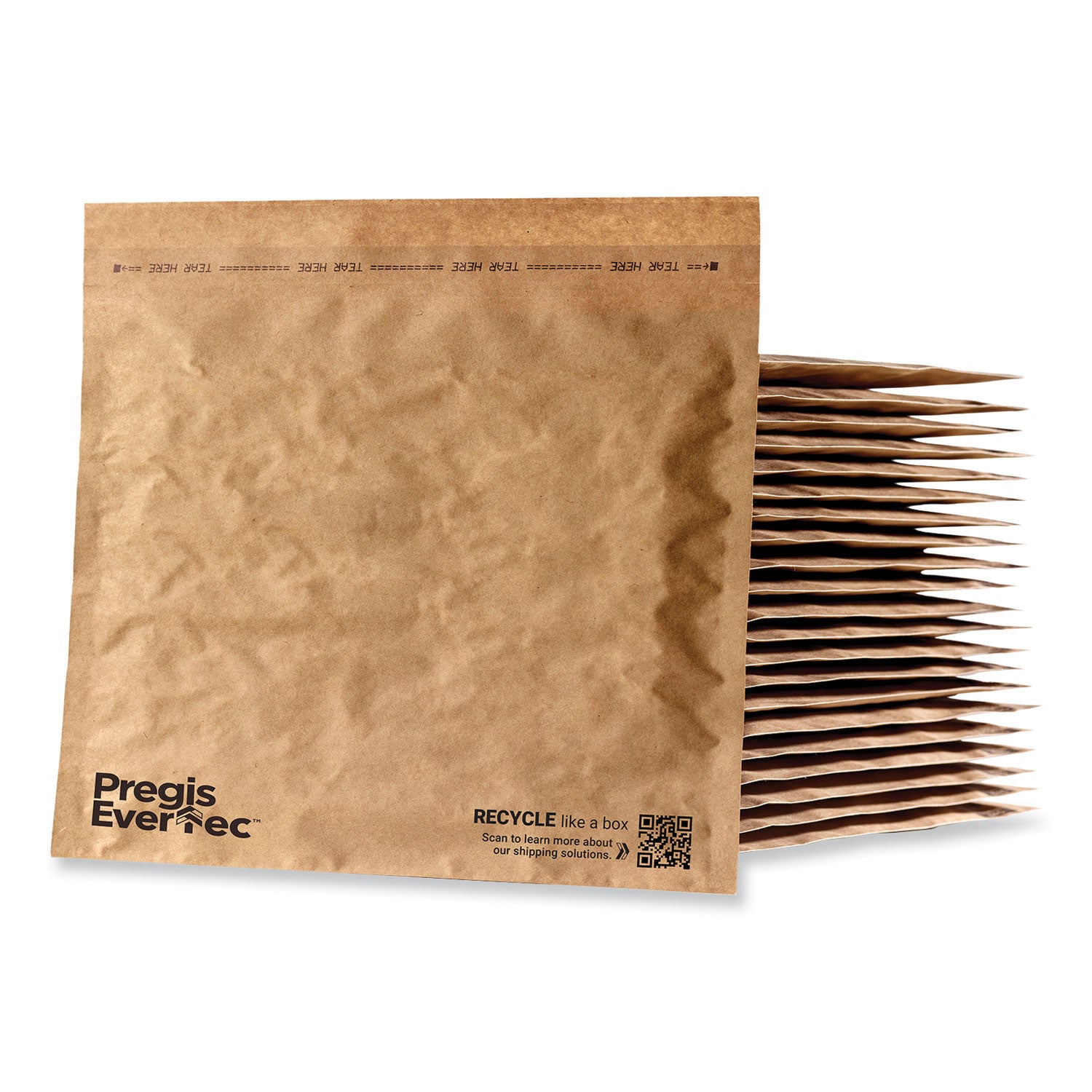 EverTec Curbside Recyclable Padded Mailer, #6, Kraft Paper, Self-Adhesive Closure, 14 x 18, Brown, 50/Carton - 2